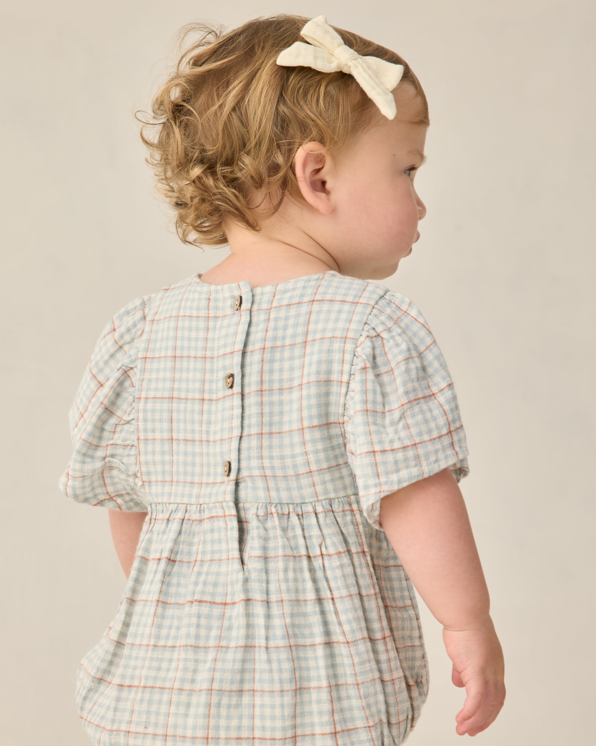 Kalea Romper Light Blue Plaid - Rylee + Cru | Kids Clothes | Trendy Baby Clothes | Modern Infant Outfits |