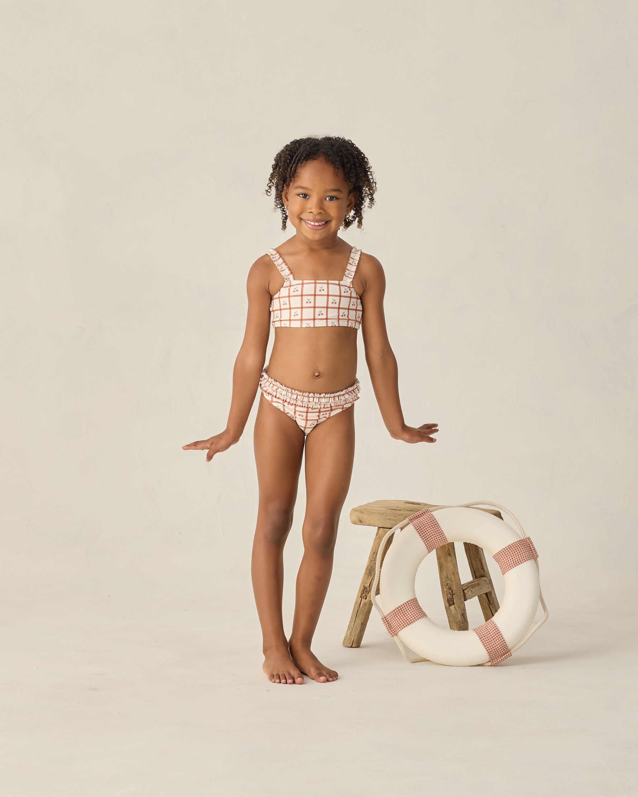 Rouched Bikini Cherry Check - Rylee + Cru | Kids Clothes | Trendy Baby Clothes | Modern Infant Outfits |