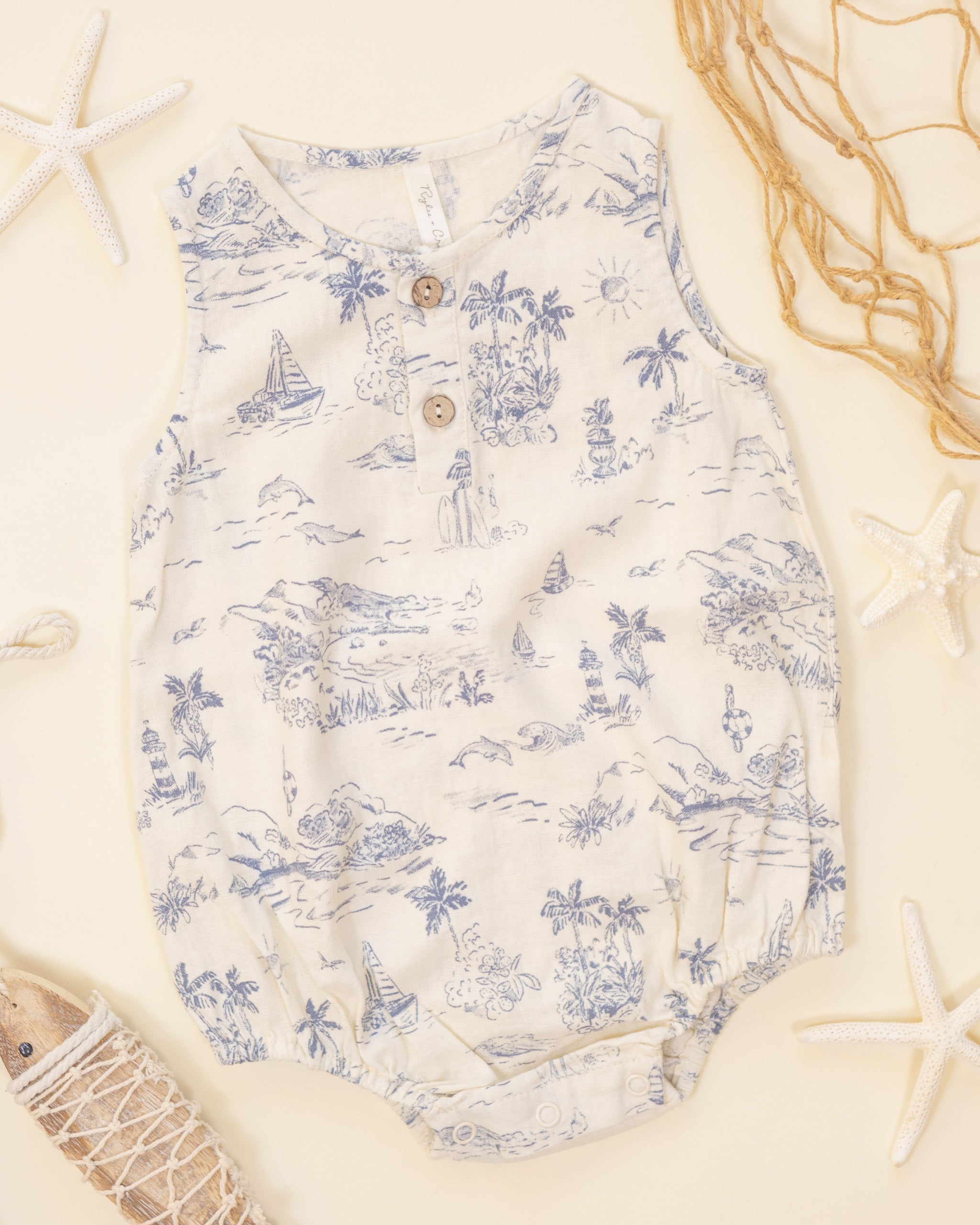 Beau Romper Ocean Toile
