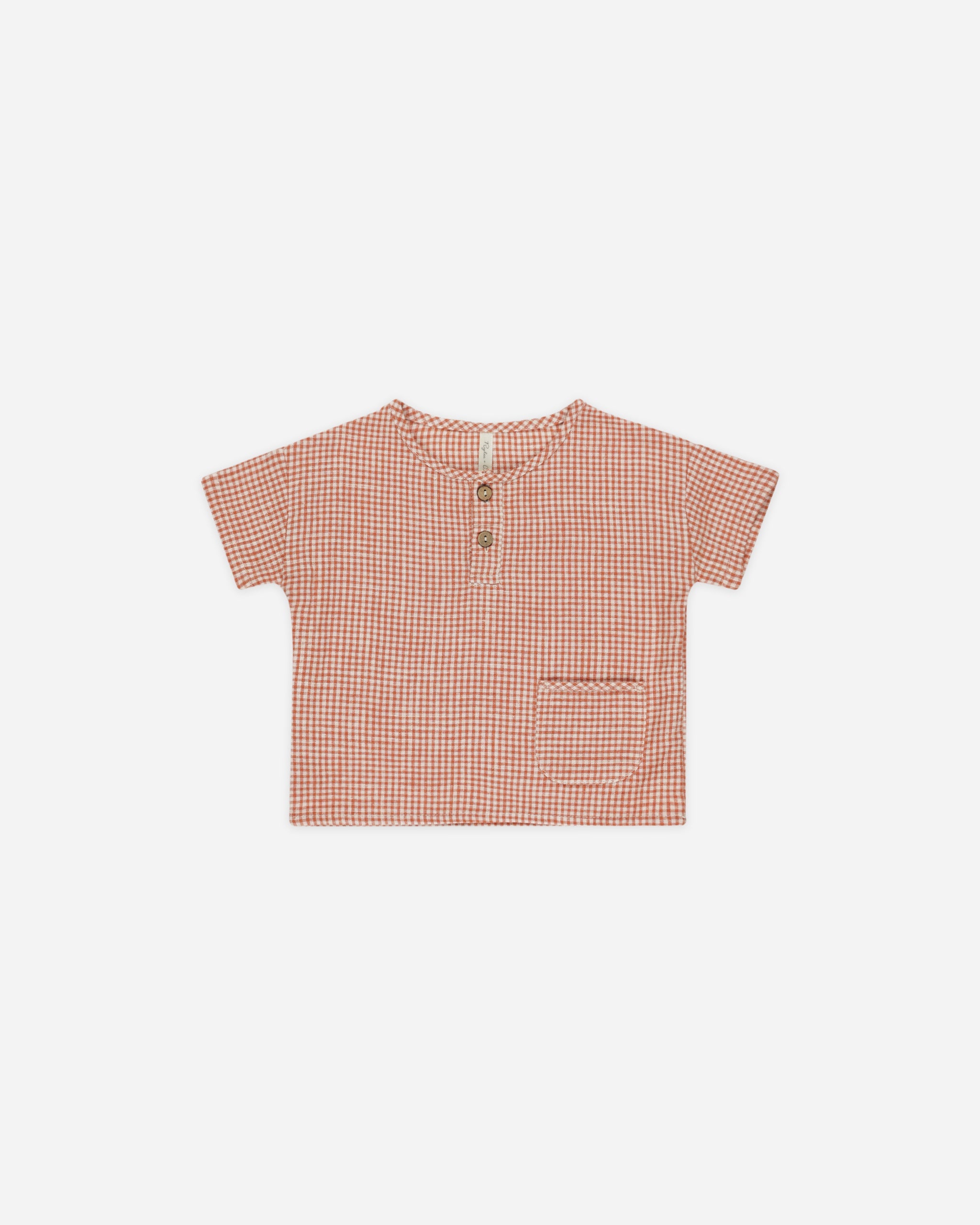 Woven Henley Tee || Poppy Gingham