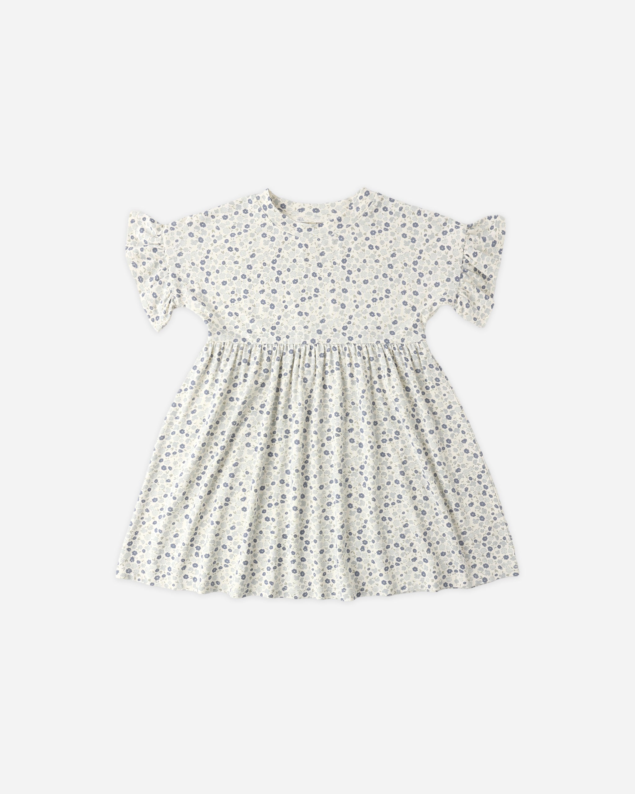 Robe babydoll bleue à petits motifs