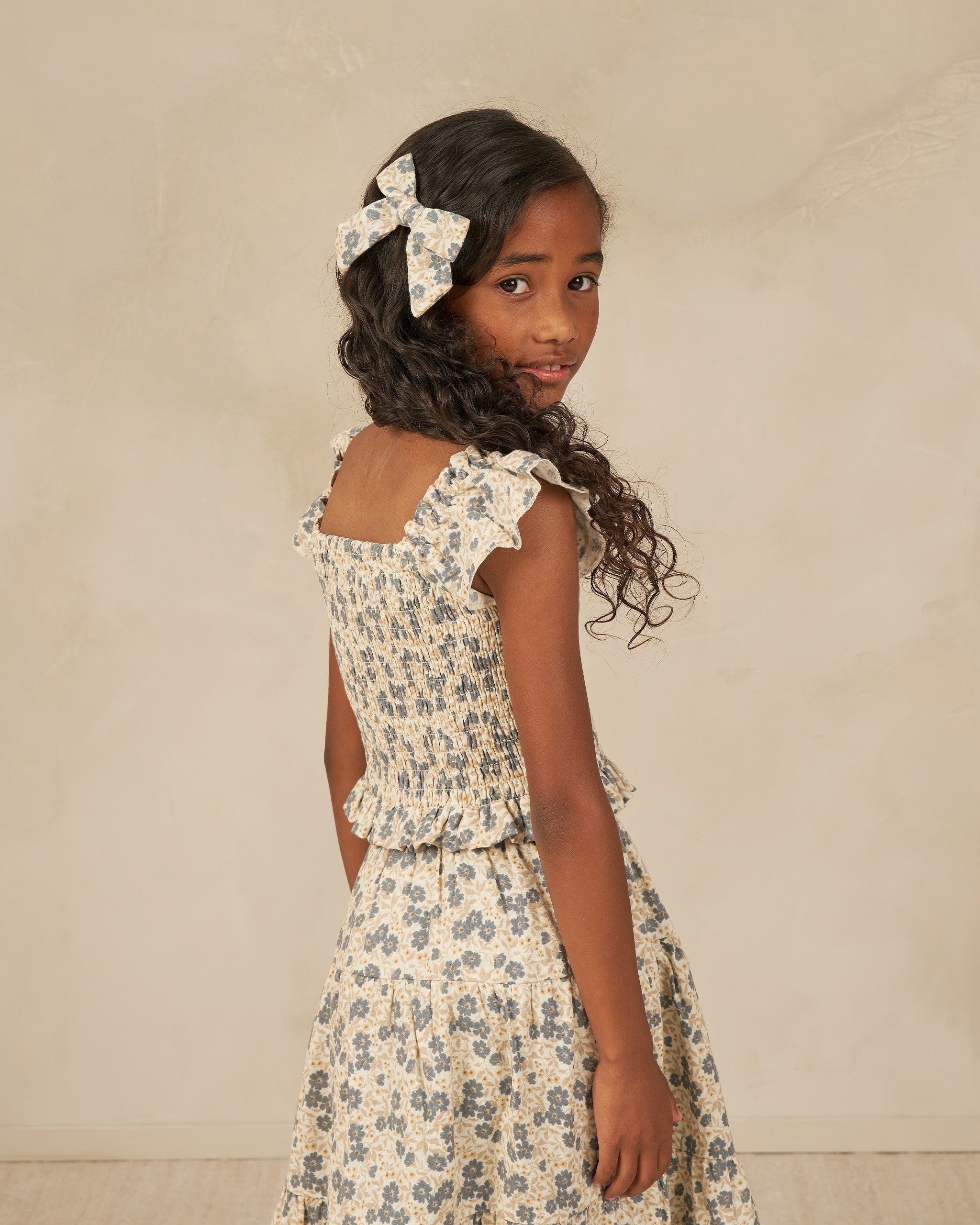 Tiered Midi Skirt || Blue Ditsy - Rylee + Cru | Kids Clothes | Trendy Baby Clothes | Modern Infant Outfits |
