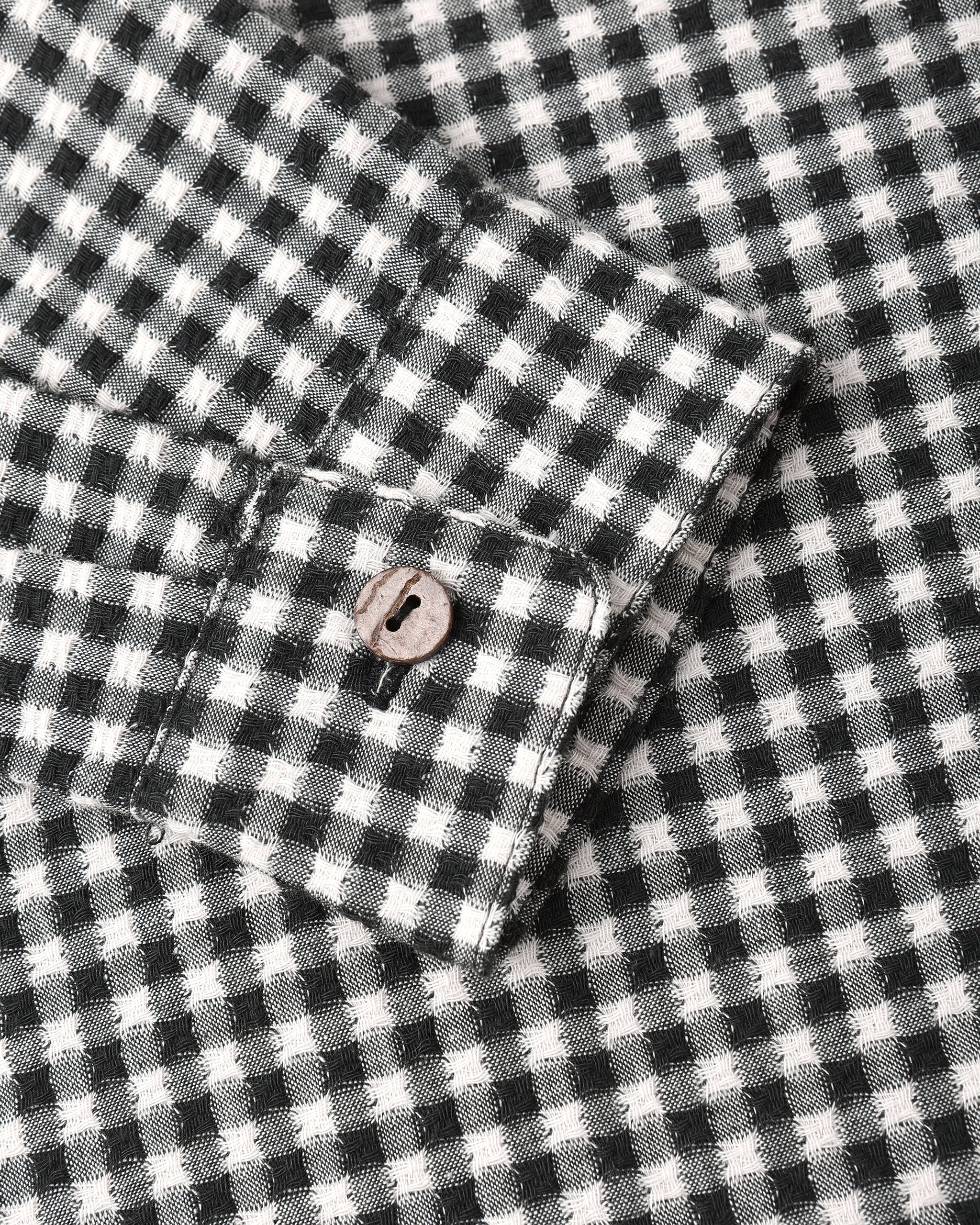Chemise à manches longues et col || Vichy noir