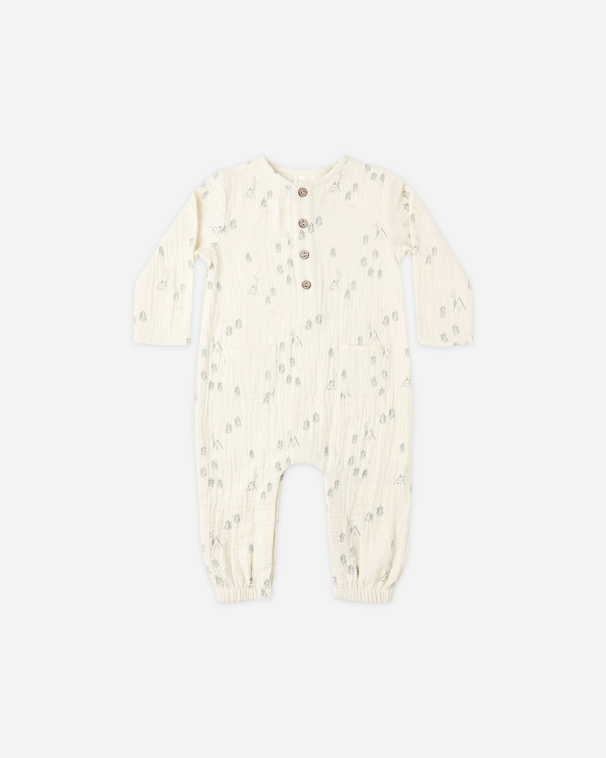 Long Sleeve Woven Jumpsuit || Woods