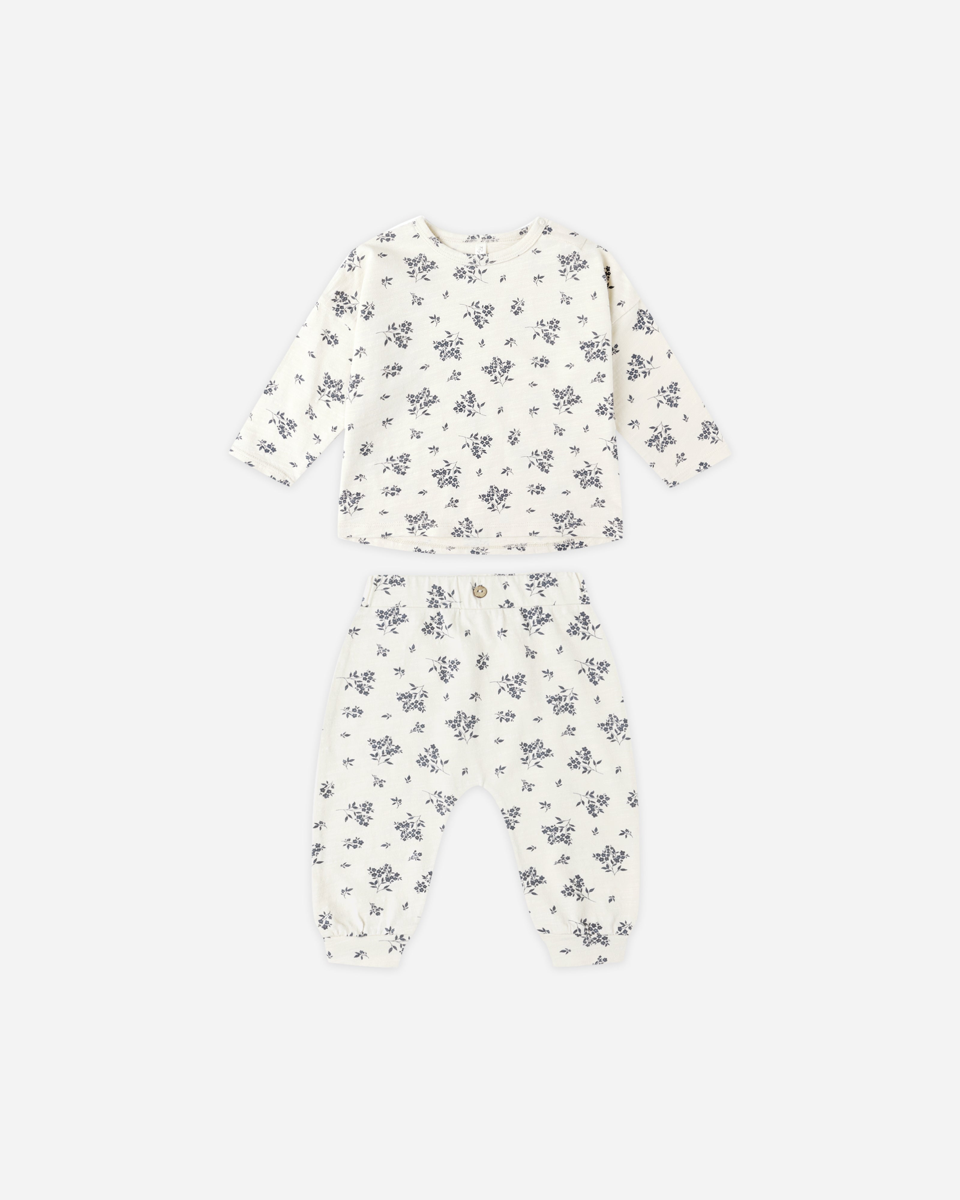 Ensemble t-shirt et pantalon || Bleu fleuri