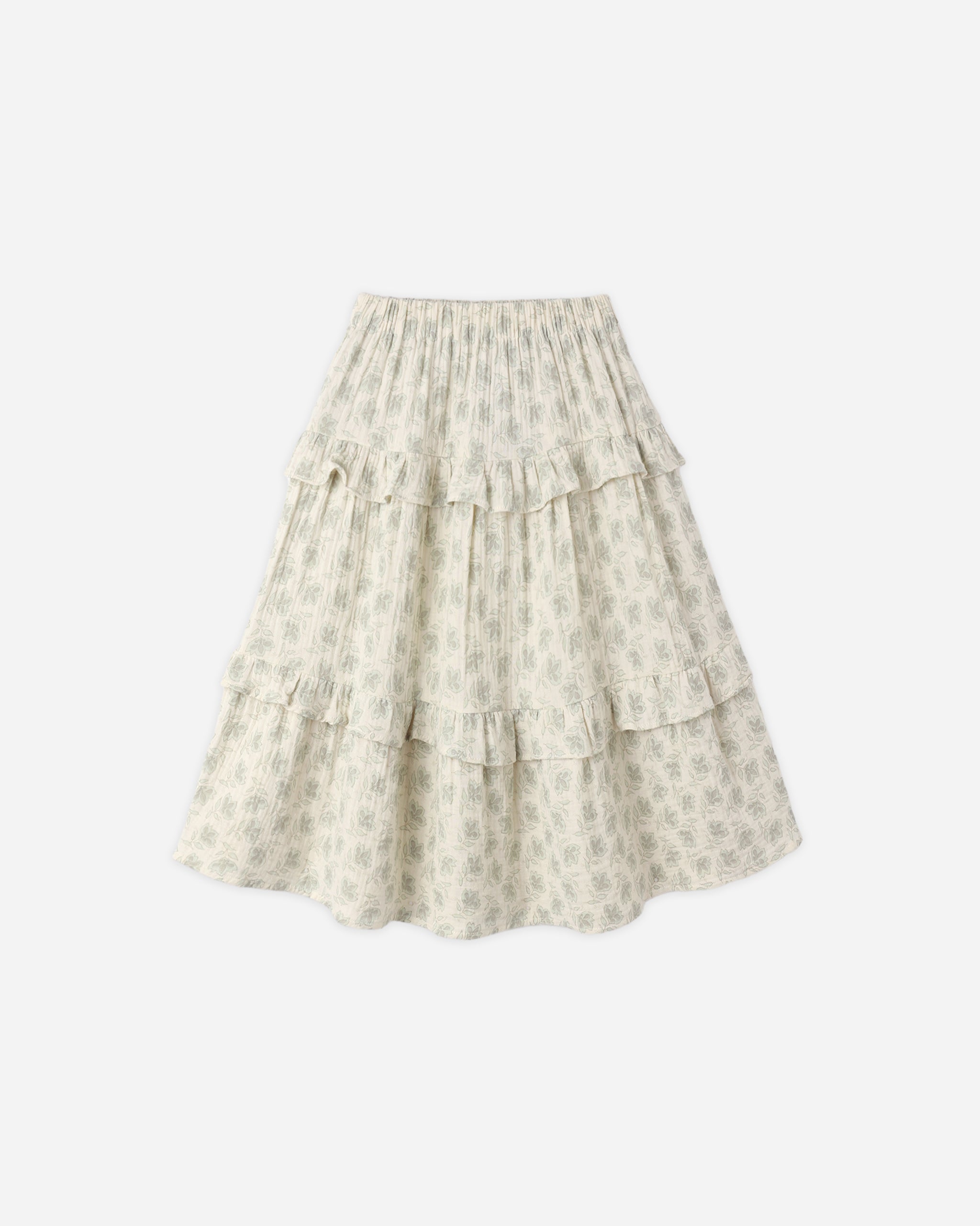 Ruffled Midi Skirt Green Iris - Rylee + Cru | Kids Clothes | Trendy Baby Clothes | Modern Infant Outfits |