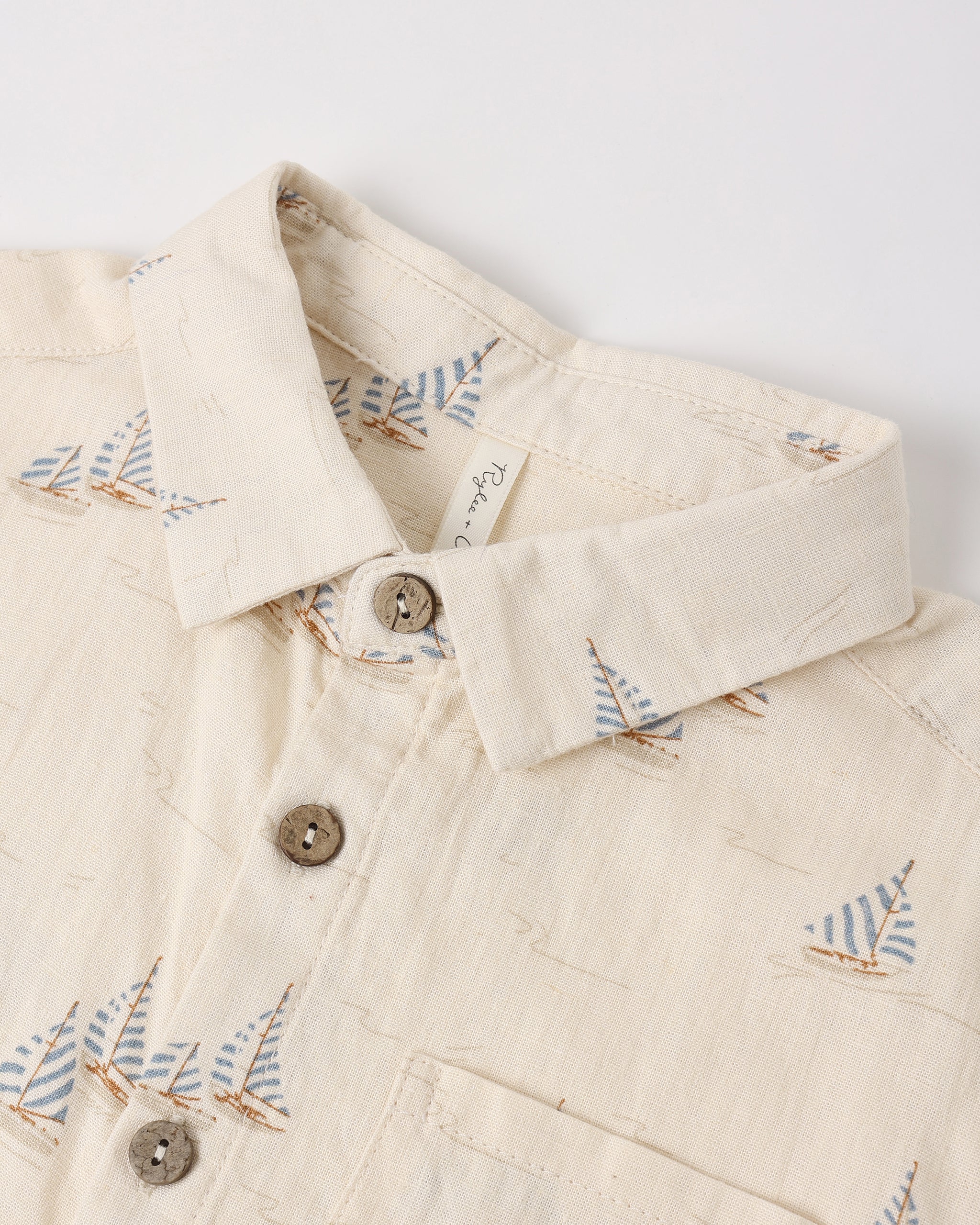 Collared Short Sleeve Shirt Sail - Rylee + Cru | Kids Clothes | Trendy Baby Clothes | Modern Infant Outfits |