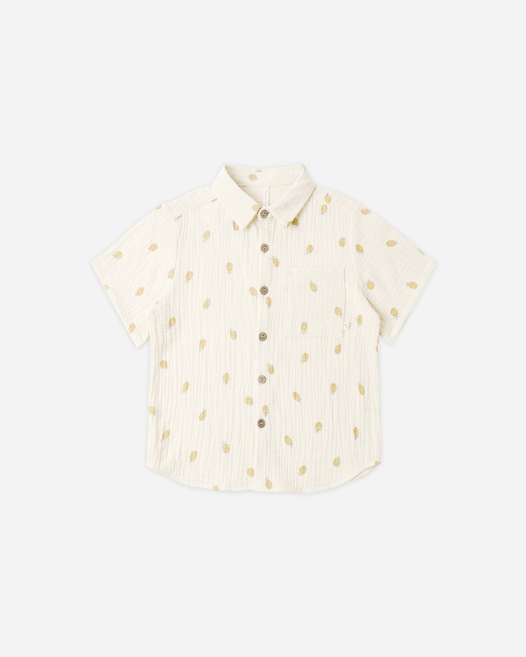 Collared Short Sleeve Shirt Pineapple - Rylee + Cru | Kids Clothes | Trendy Baby Clothes | Modern Infant Outfits |