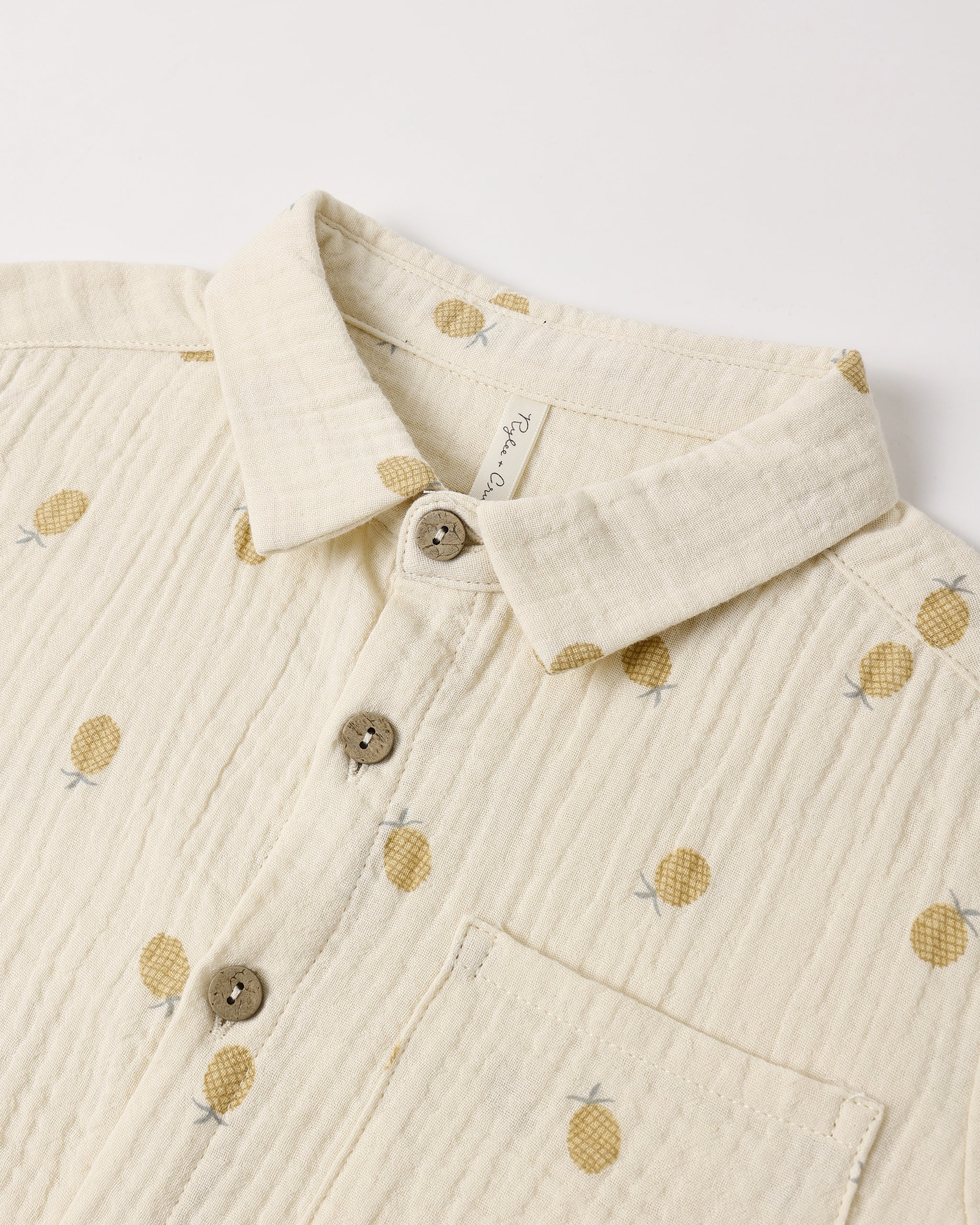 Collared Short Sleeve Shirt Pineapple - Rylee + Cru | Kids Clothes | Trendy Baby Clothes | Modern Infant Outfits |