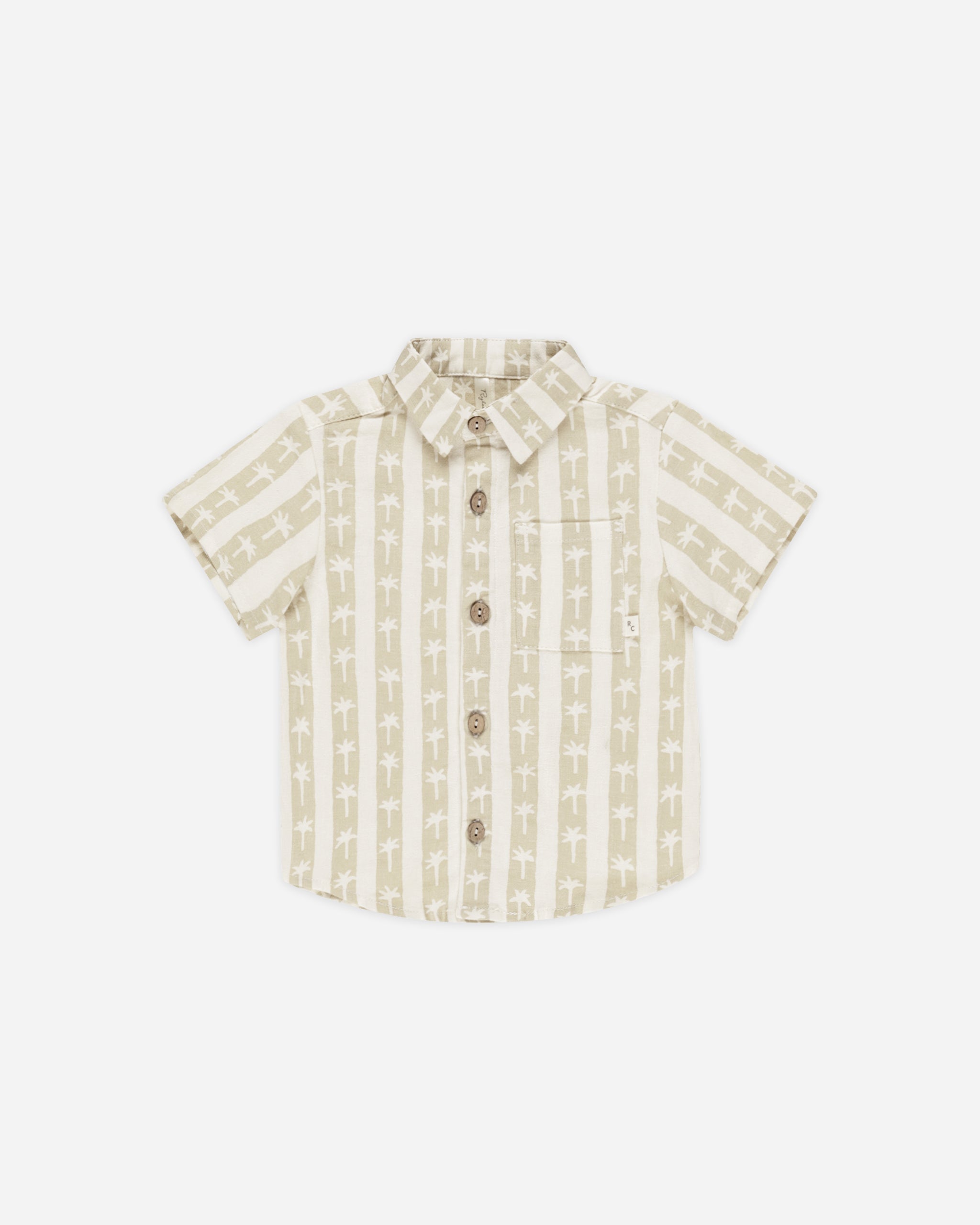 Collared Short Sleeve Shirt || Palm Stripe