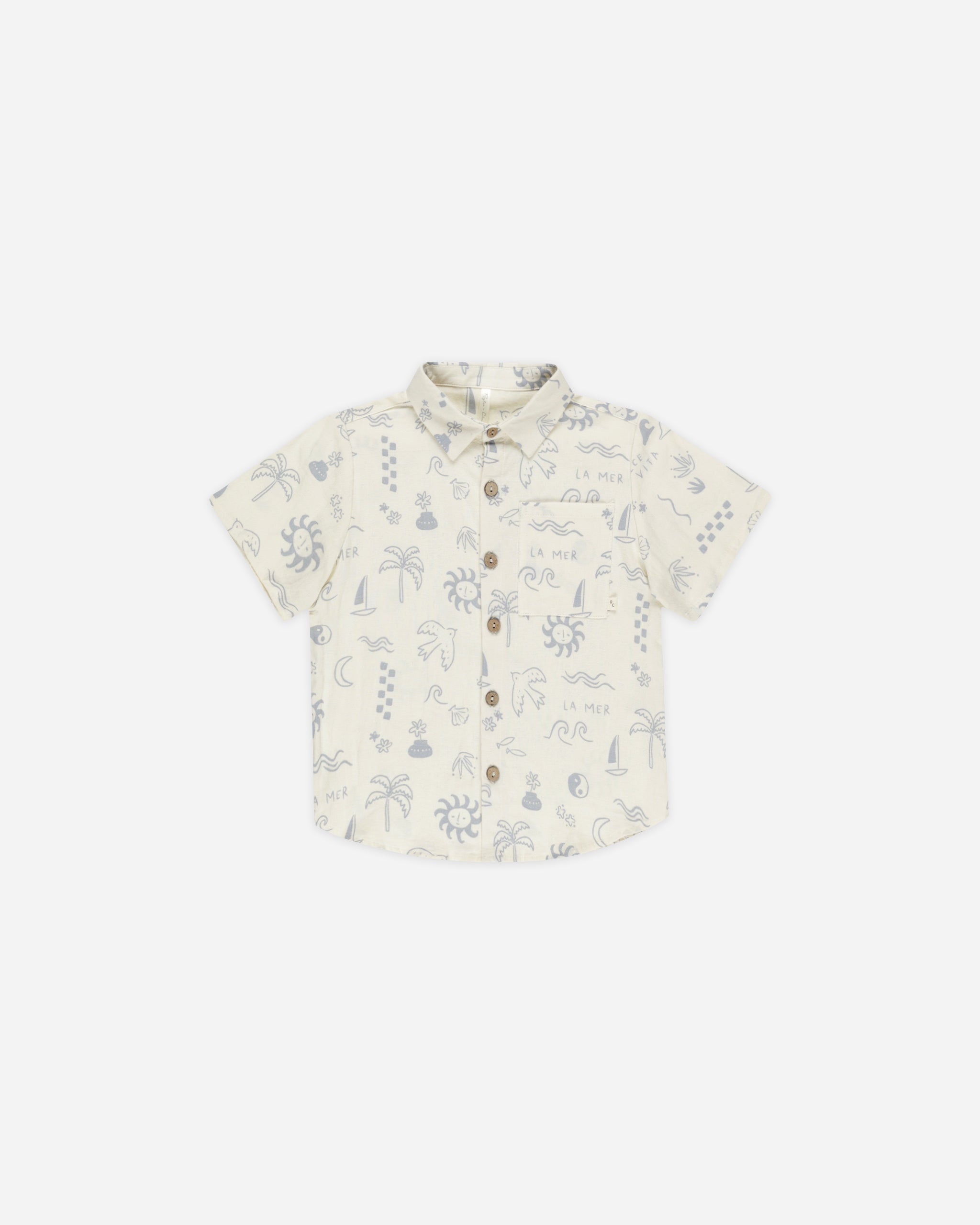 Collared Short Sleeve Shirt || Mediterranean