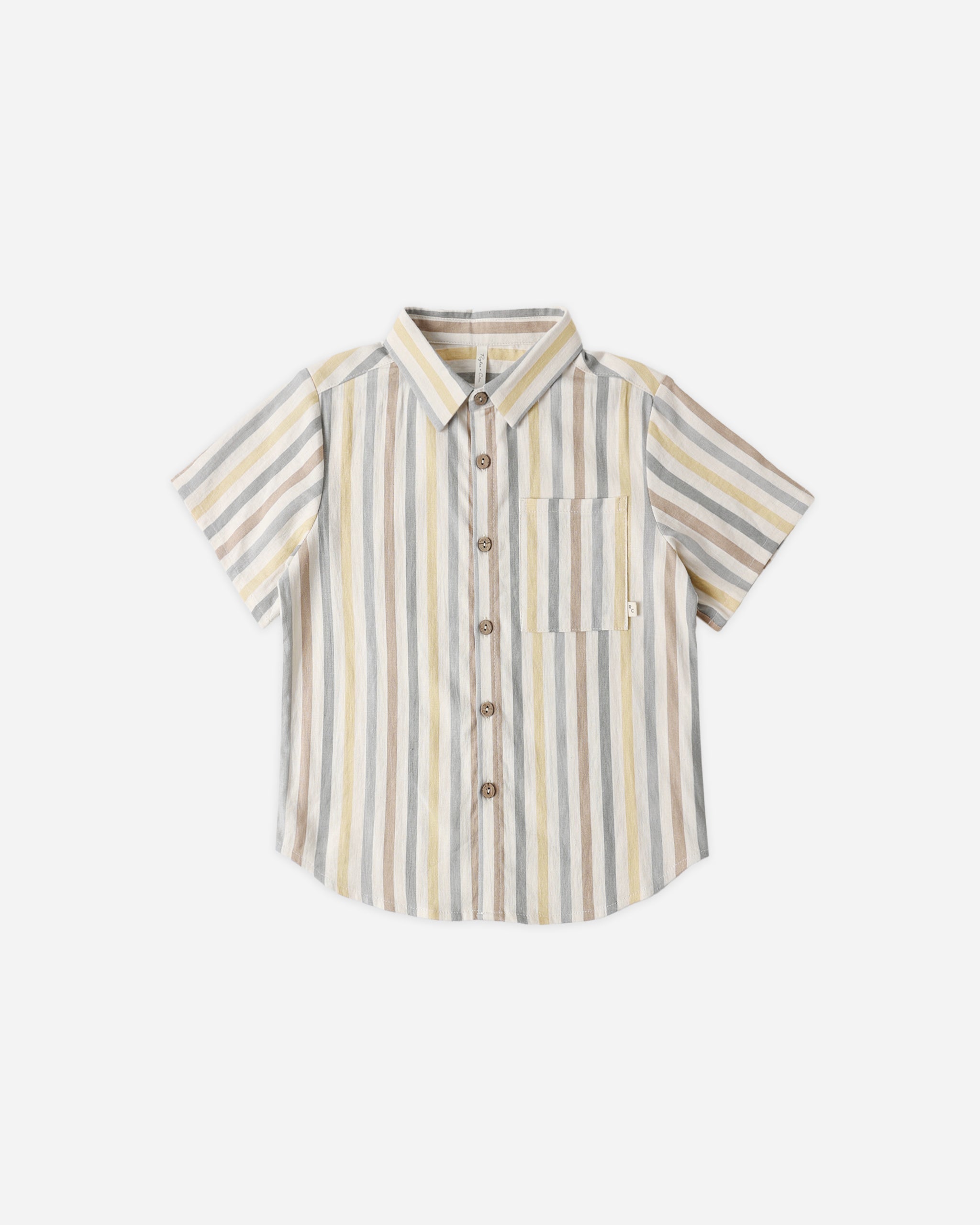Collared Short Sleeve Shirt Valencia Stripe - Rylee + Cru | Kids Clothes | Trendy Baby Clothes | Modern Infant Outfits |