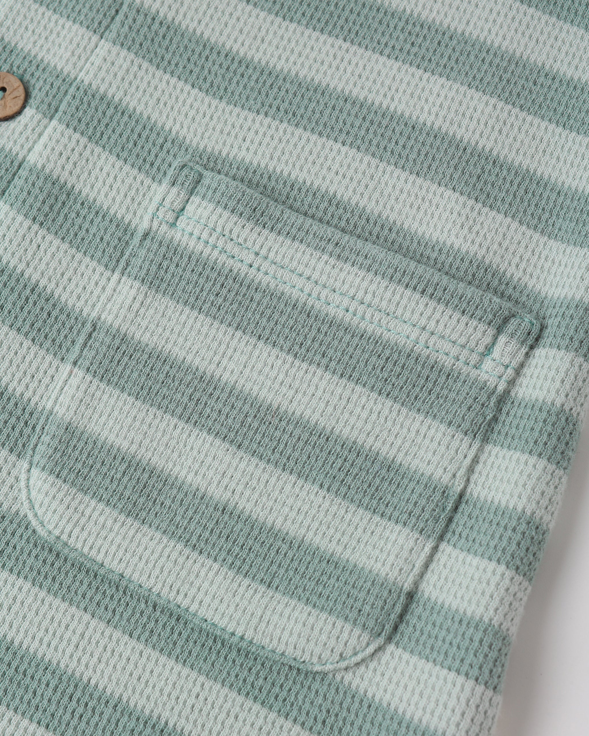 Summer Waffle Jumpsuit Sea Green Stripe - Rylee + Cru | Kids Clothes | Trendy Baby Clothes | Modern Infant Outfits |