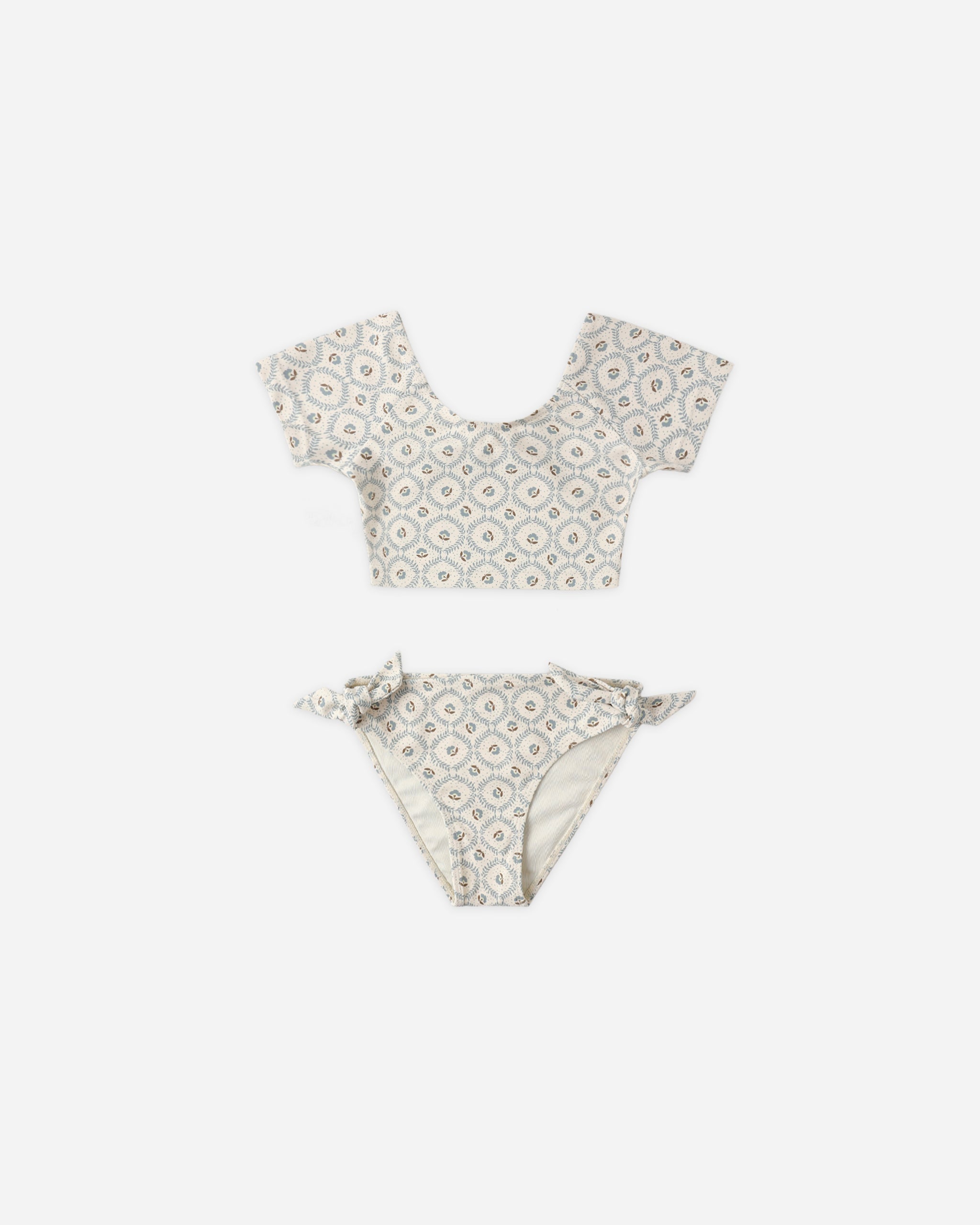 Cropped Rashguard Set Green Fleur - Rylee + Cru | Kids Clothes | Trendy Baby Clothes | Modern Infant Outfits |