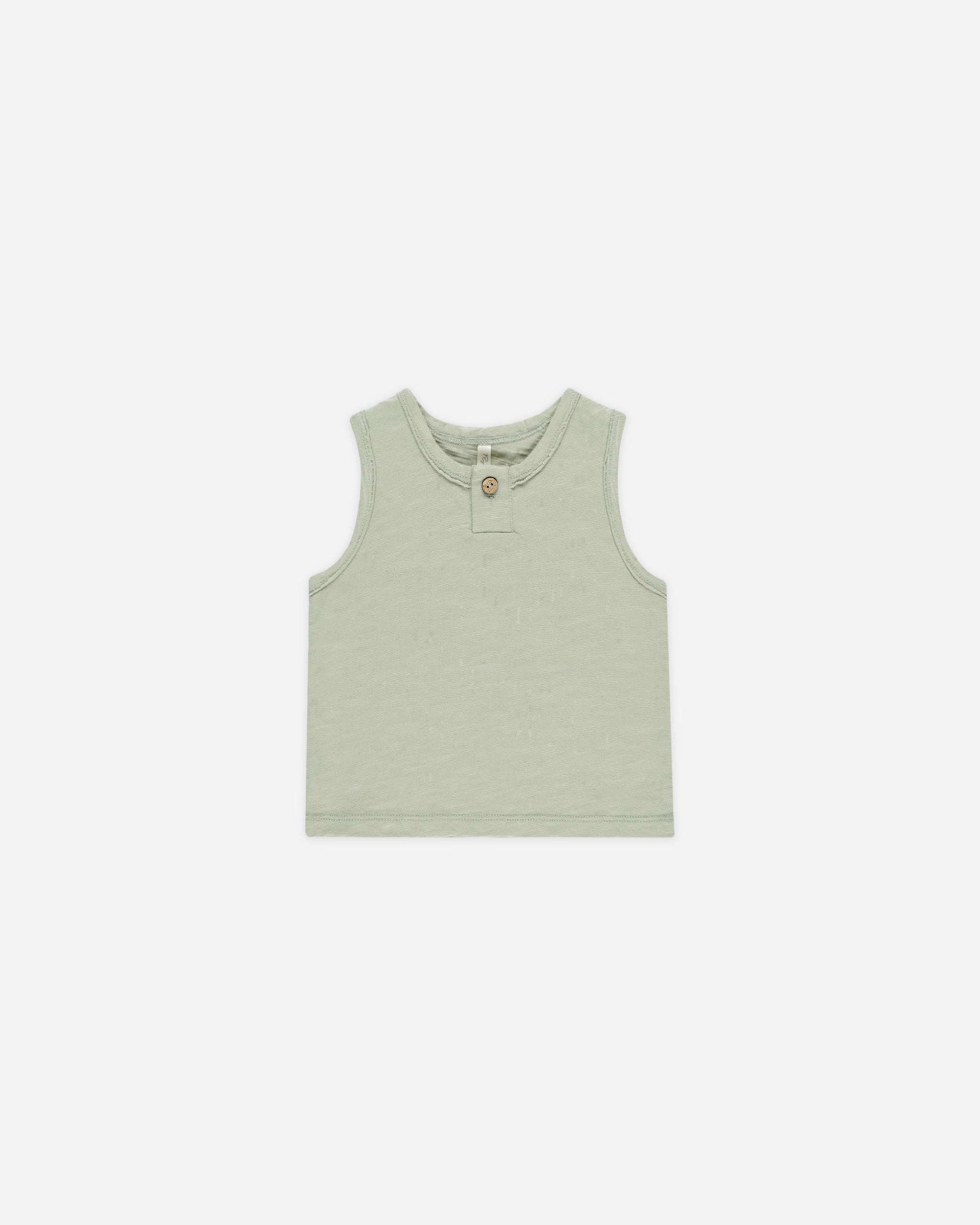 Jersey Button Tank || Sage