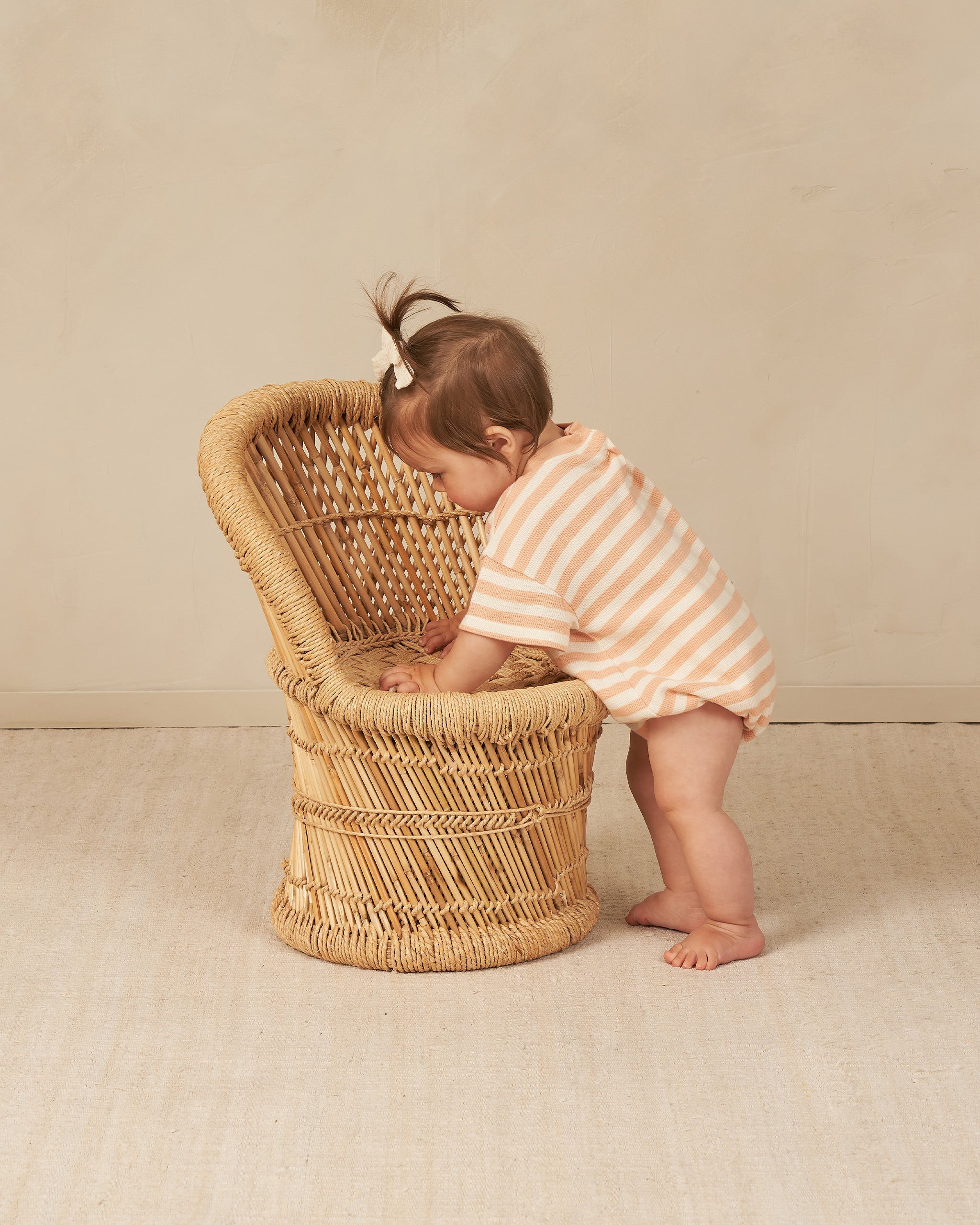 Relaxed Bubble Romper || Apricot Stripe - Rylee + Cru | Kids Clothes | Trendy Baby Clothes | Modern Infant Outfits |