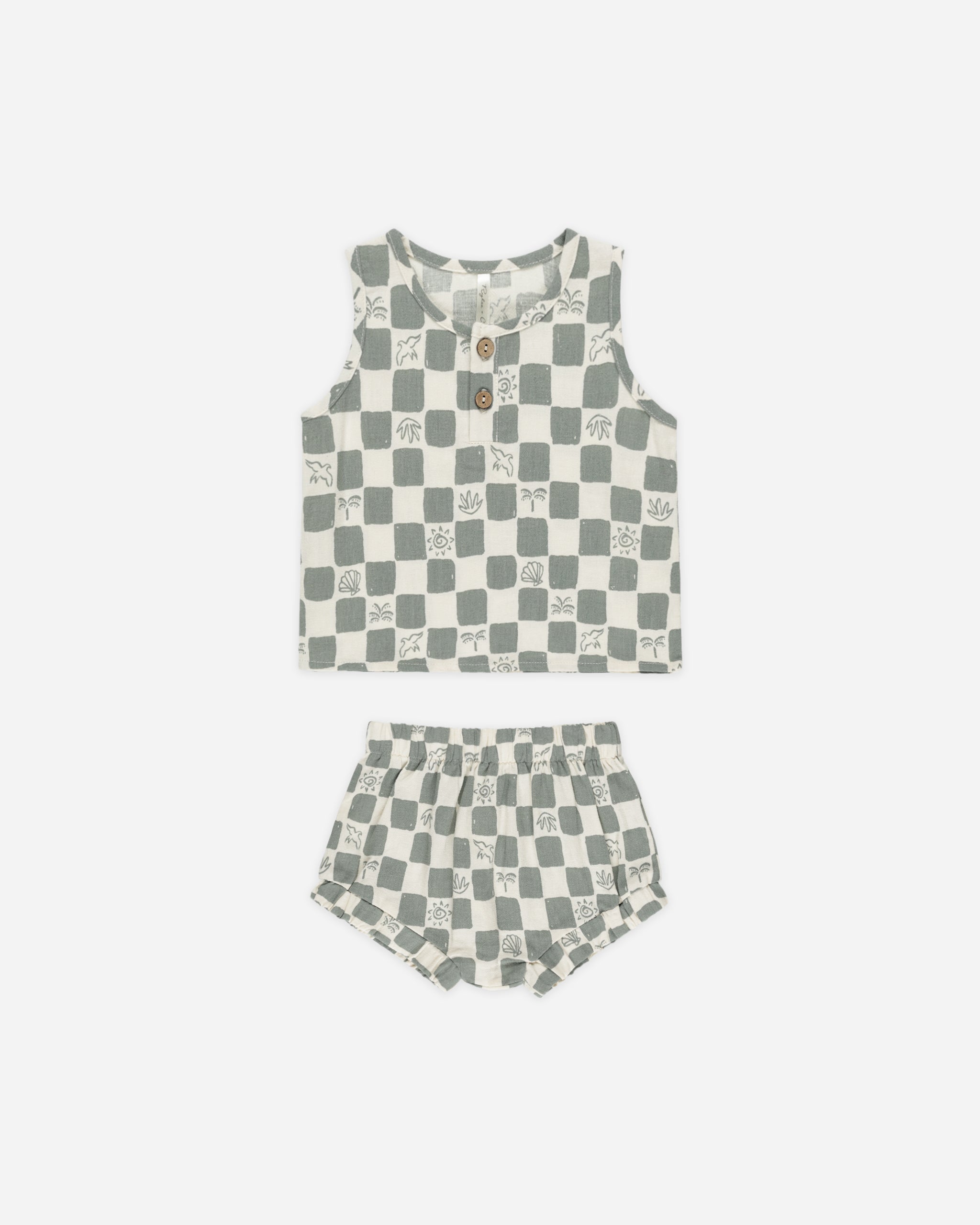 Baby Tank Set || Coastal Check