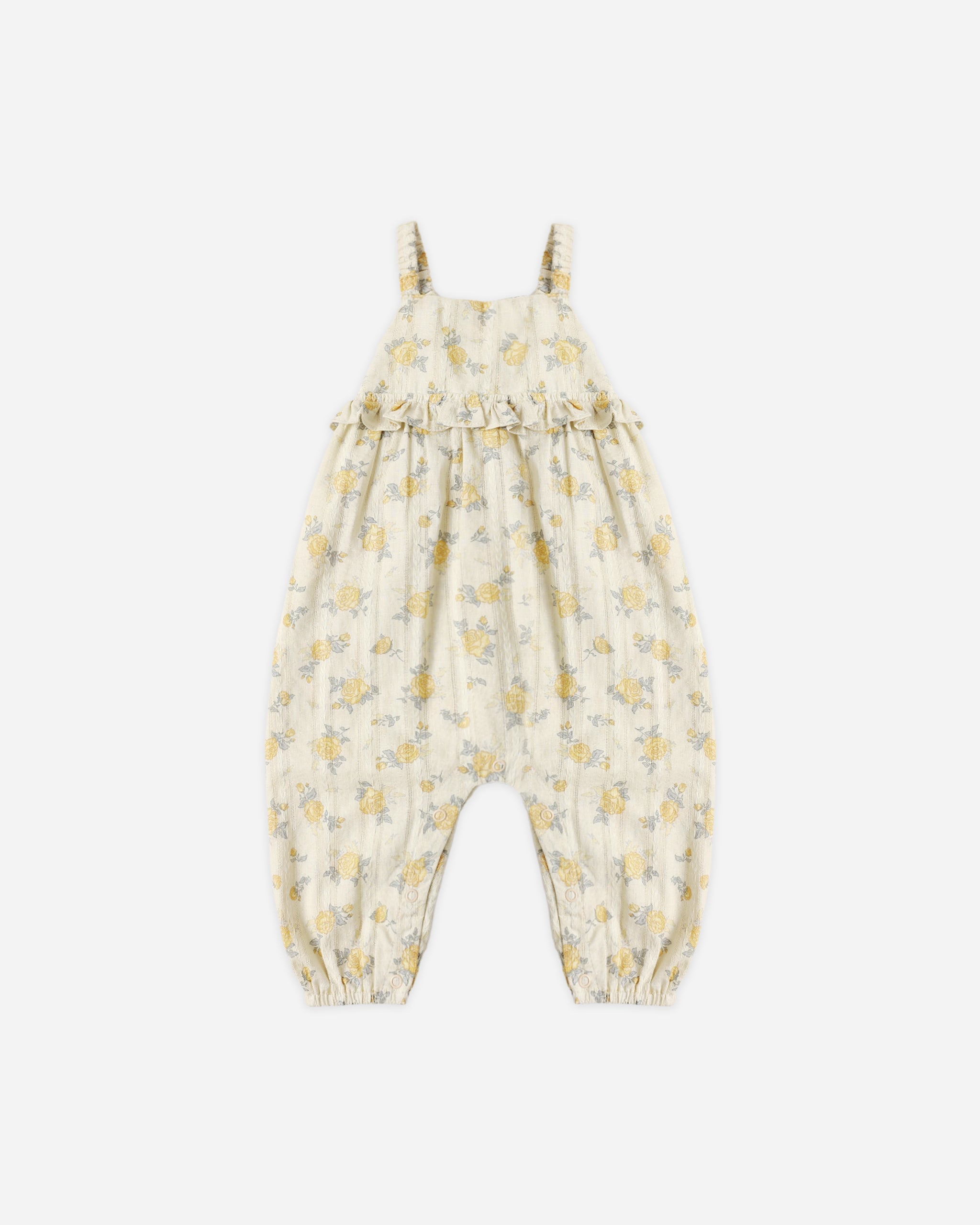 Kinsley Jumpsuit Lemon Ditsy Flower - Rylee + Cru | Kids Clothes | Trendy Baby Clothes | Modern Infant Outfits |