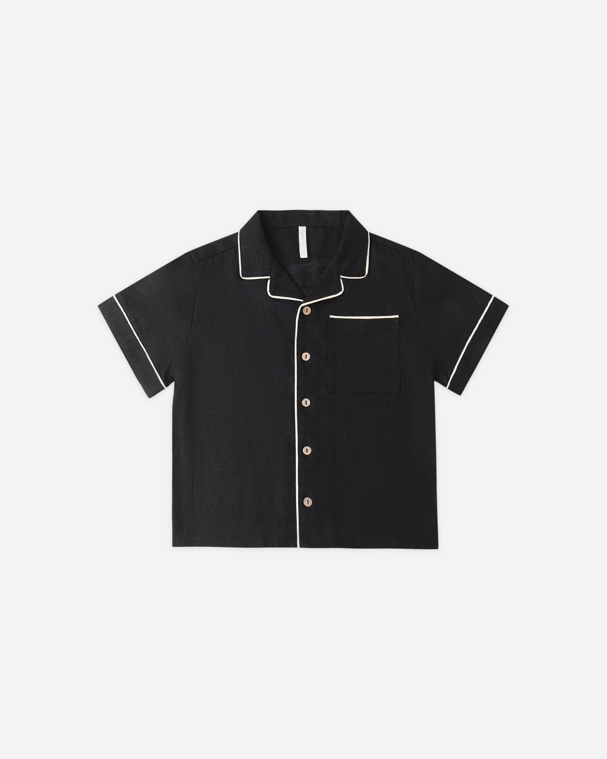 Lapel Collared Shirt Black - Rylee + Cru | Kids Clothes | Trendy Baby Clothes | Modern Infant Outfits |