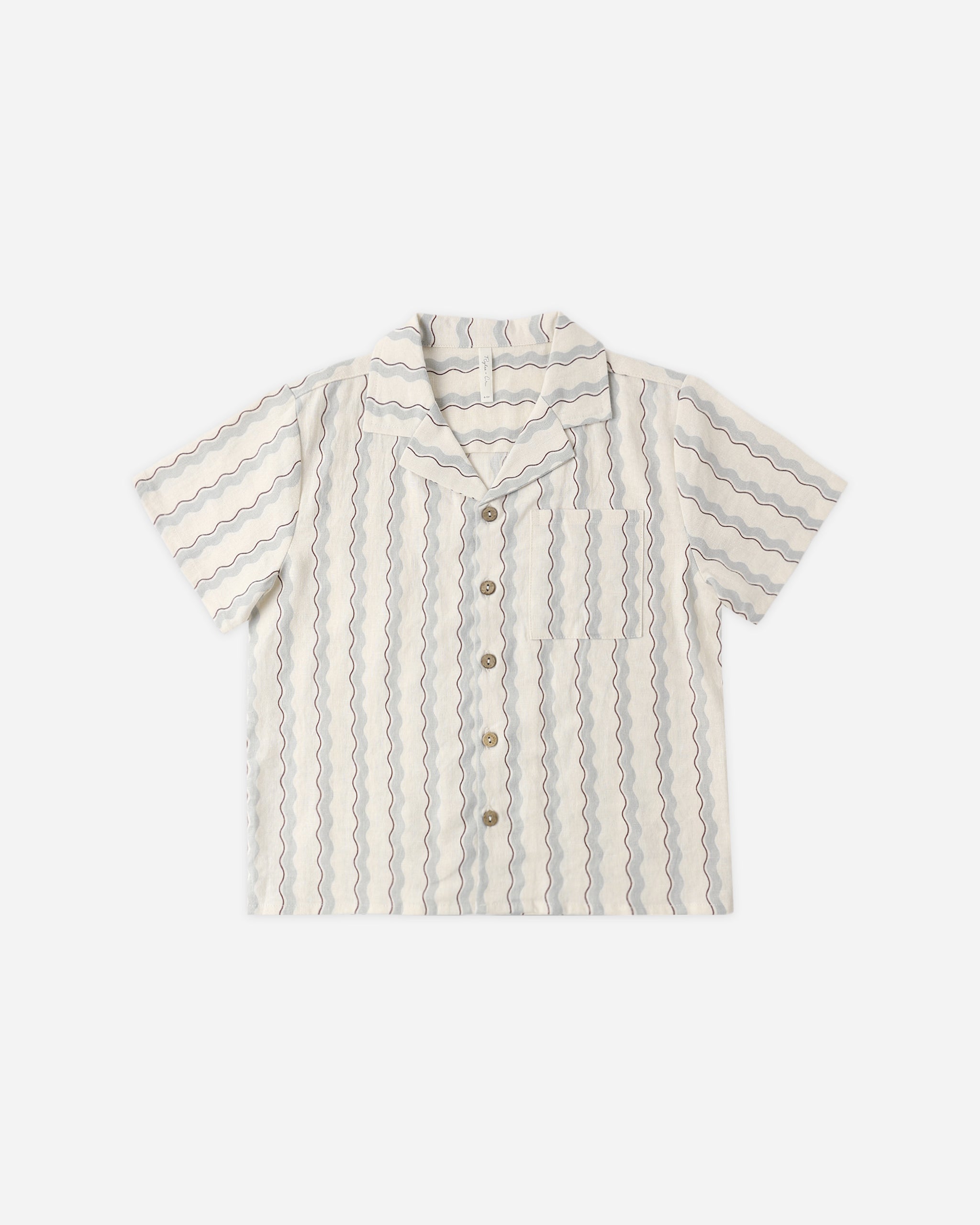 Lapel Collar Shirt Wave Stripe