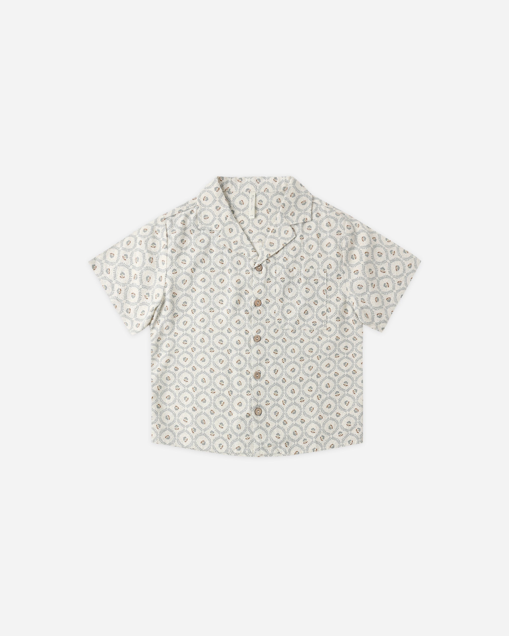 Lapel Collar Shirt Green Fleur - Rylee + Cru | Kids Clothes | Trendy Baby Clothes | Modern Infant Outfits |