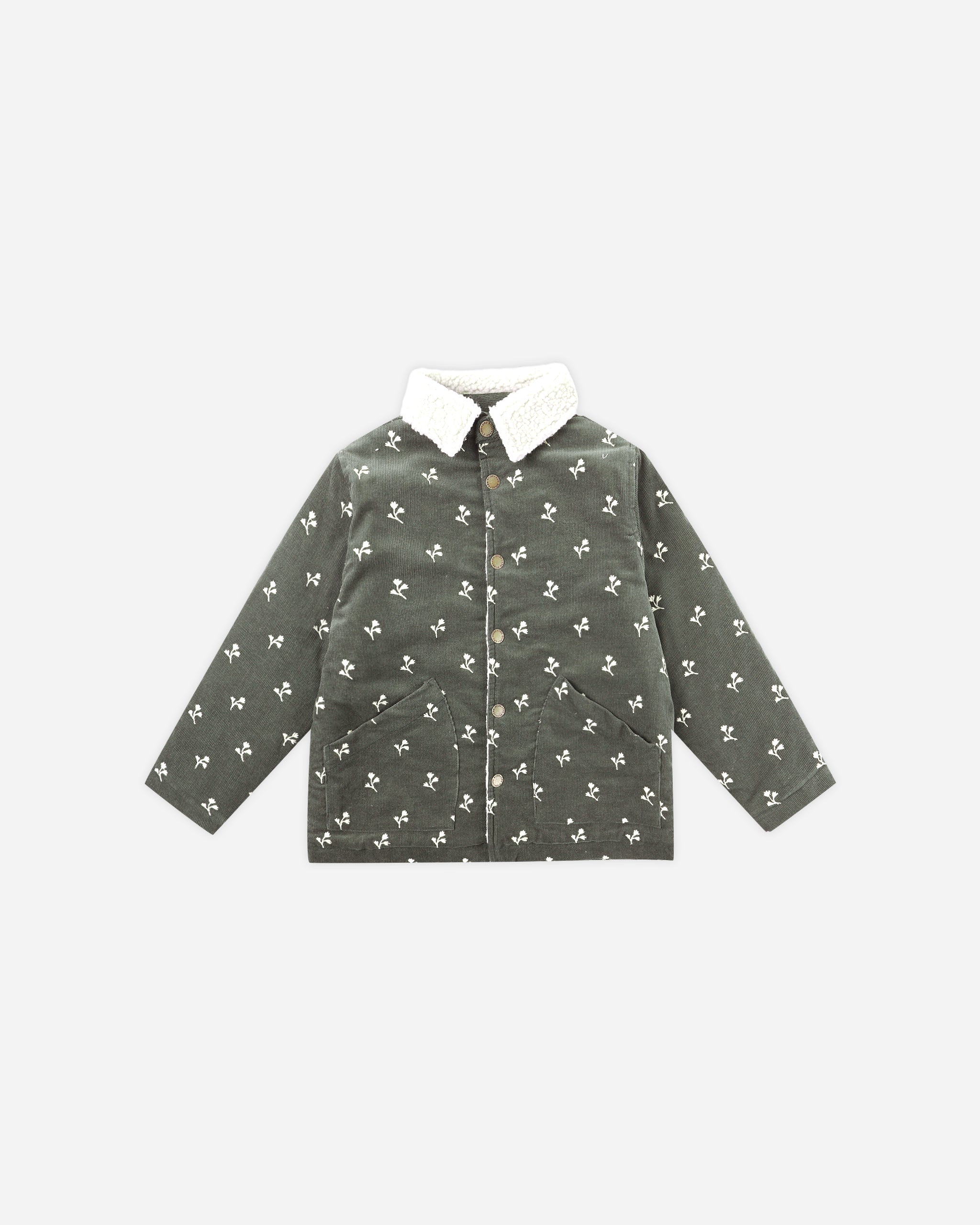 Long Chore Coat || Floral Embroidery