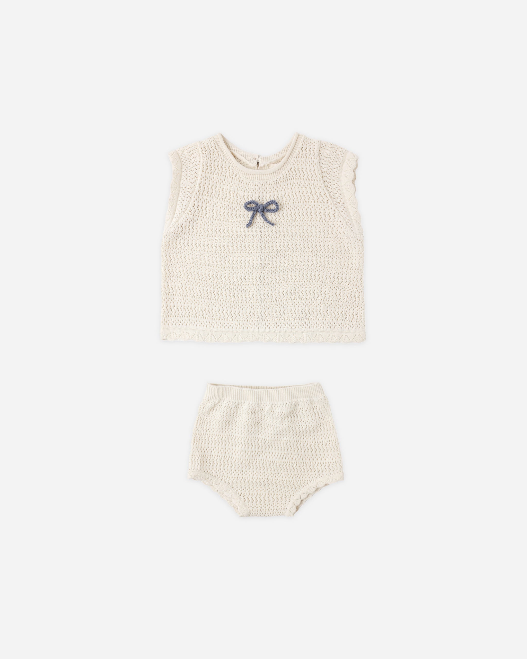 Scallop Knit Baby Set Natural