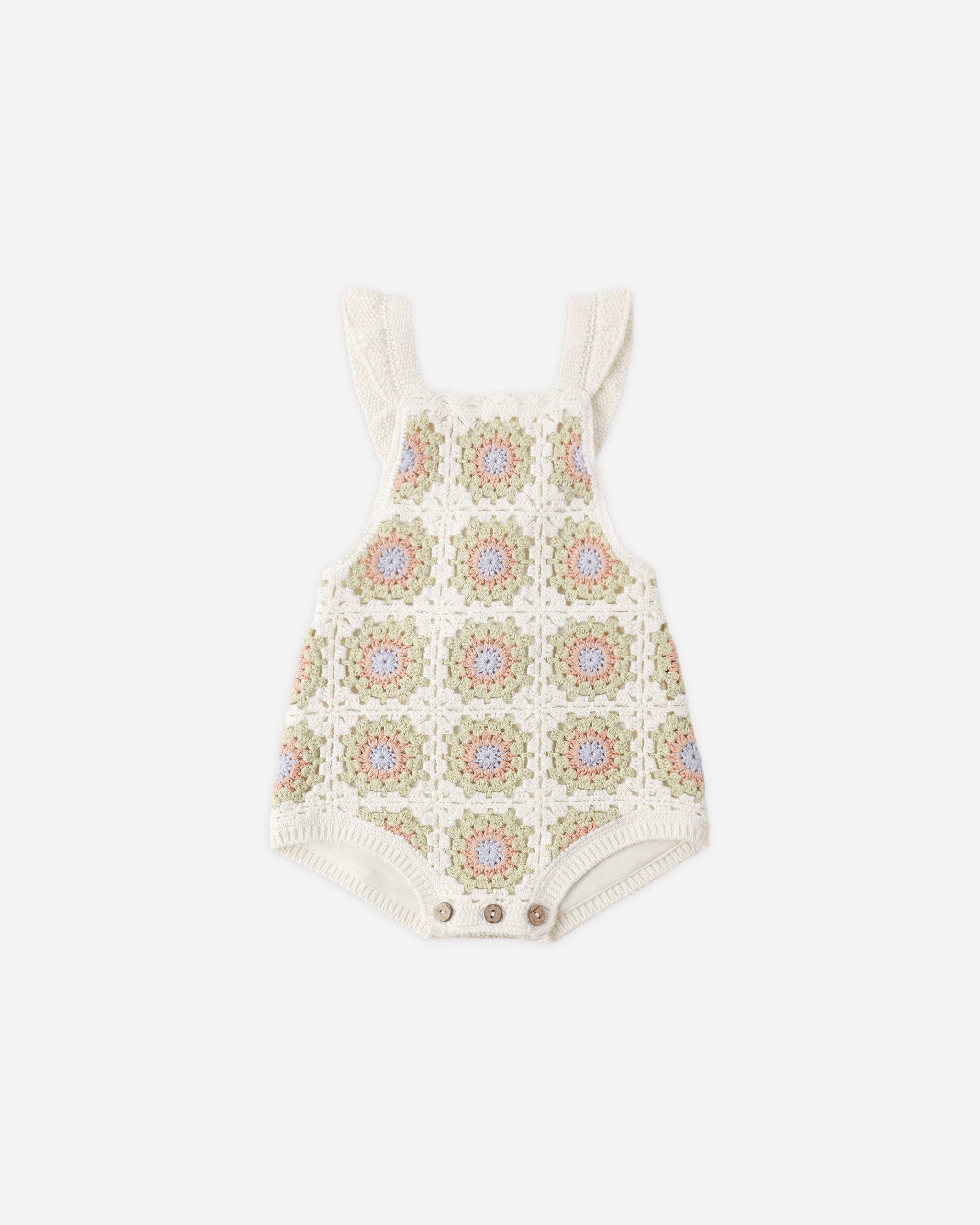 Crochet Romper Citron Daisy Check - Rylee + Cru | Kids Clothes | Trendy Baby Clothes | Modern Infant Outfits |