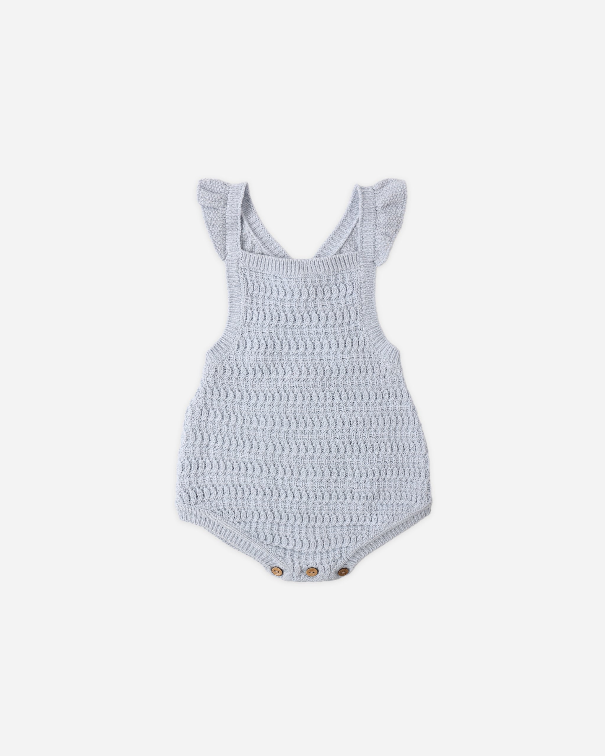 Crochet Romper Periwinkle - Rylee + Cru | Kids Clothes | Trendy Baby Clothes | Modern Infant Outfits |