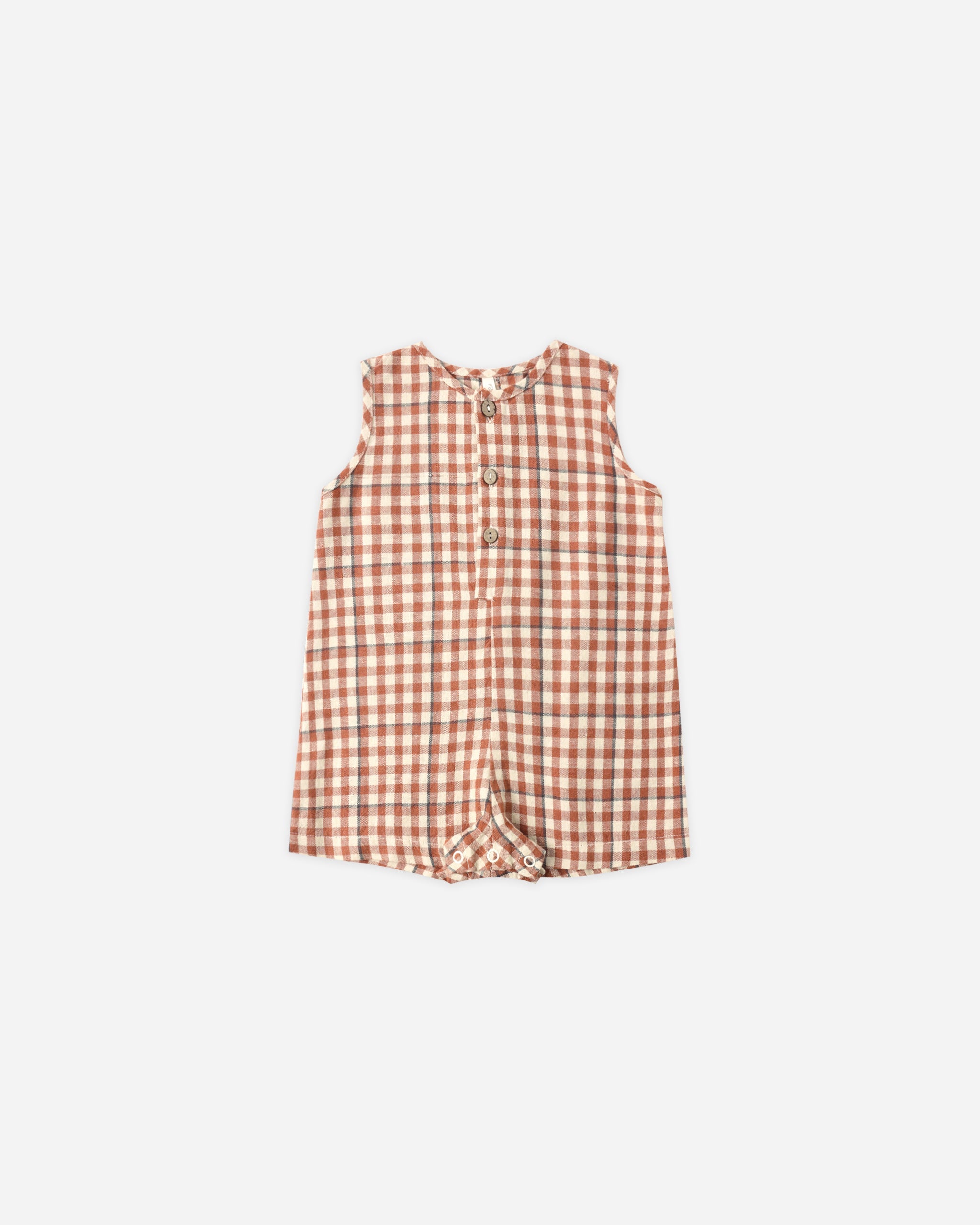 Mavrick Romper Poppy Gingham - Rylee + Cru | Kids Clothes | Trendy Baby Clothes | Modern Infant Outfits |