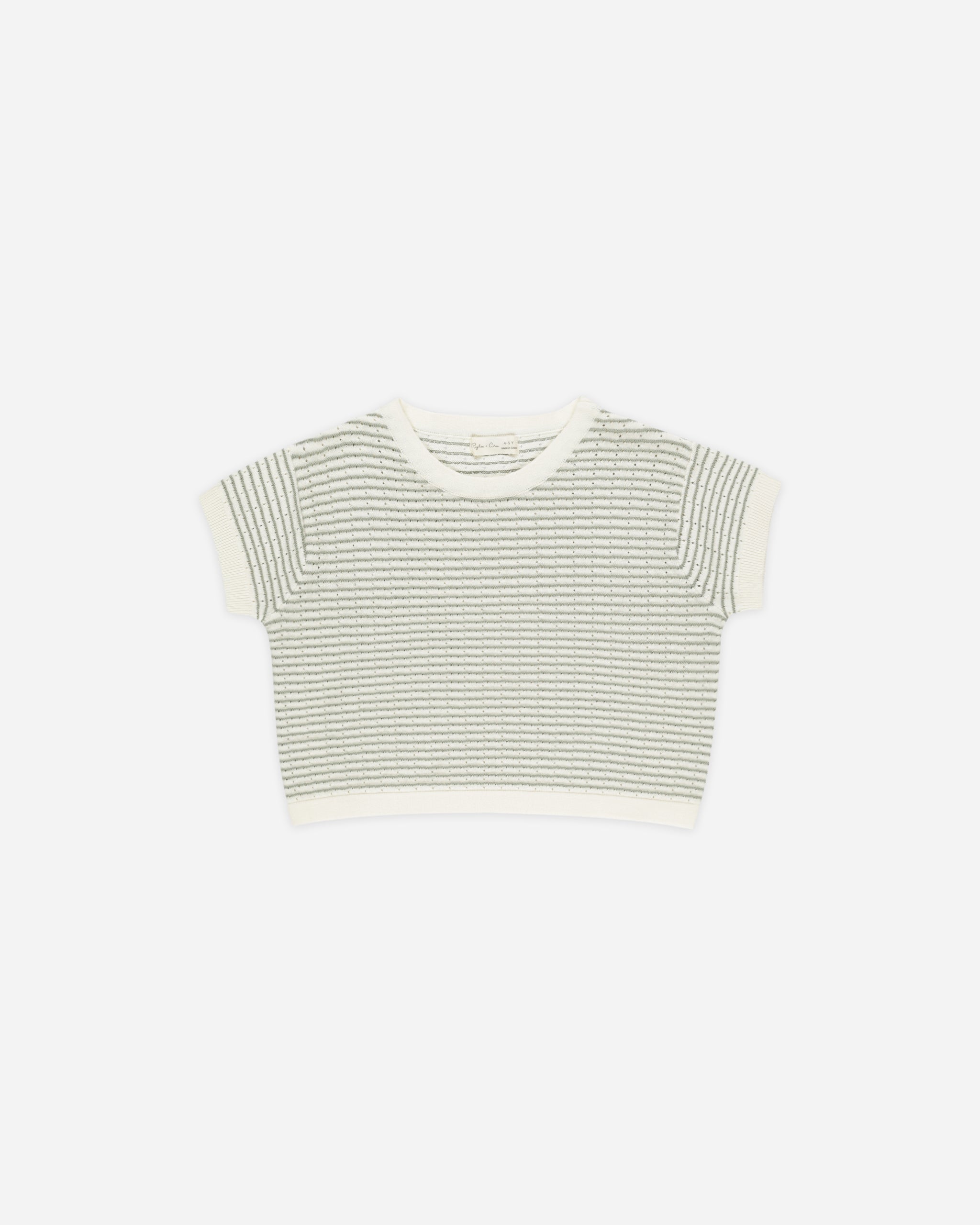 Boxy Crop Knit Tee || Sage Stripe*