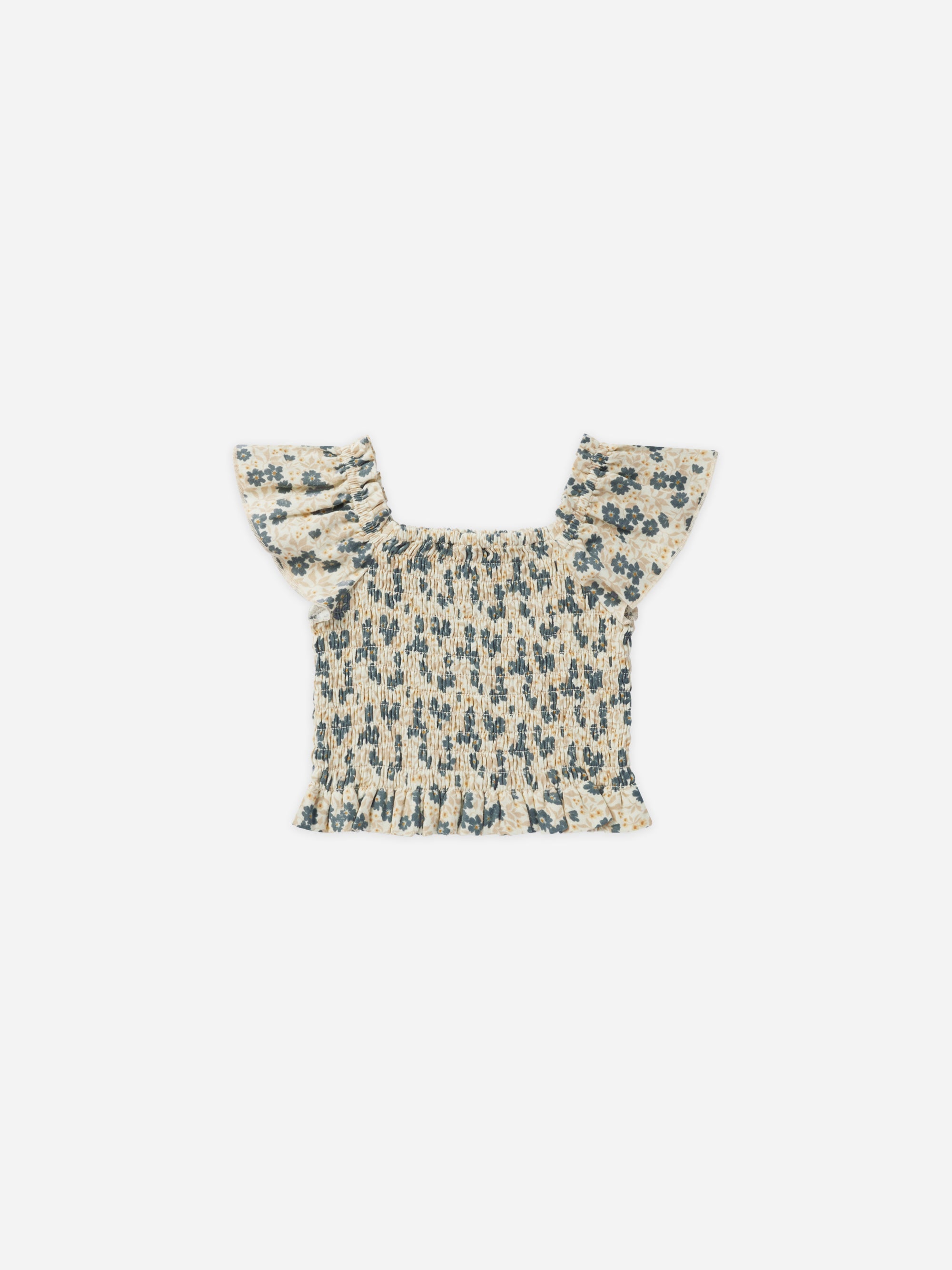 Zayla Top || Blue Ditsy - Rylee + Cru | Kids Clothes | Trendy Baby Clothes | Modern Infant Outfits |