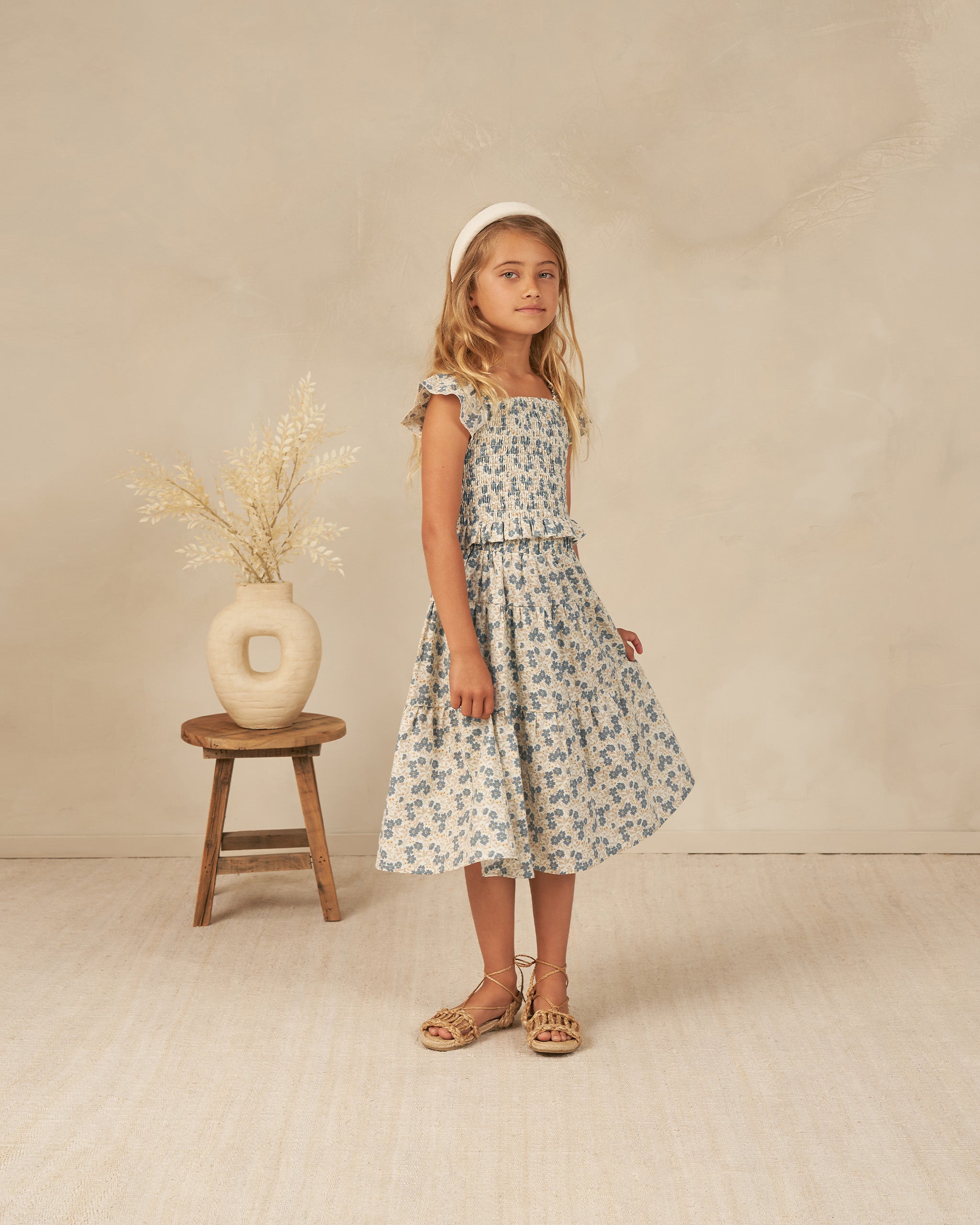 Zayla Top || Blue Ditsy - Rylee + Cru | Kids Clothes | Trendy Baby Clothes | Modern Infant Outfits |