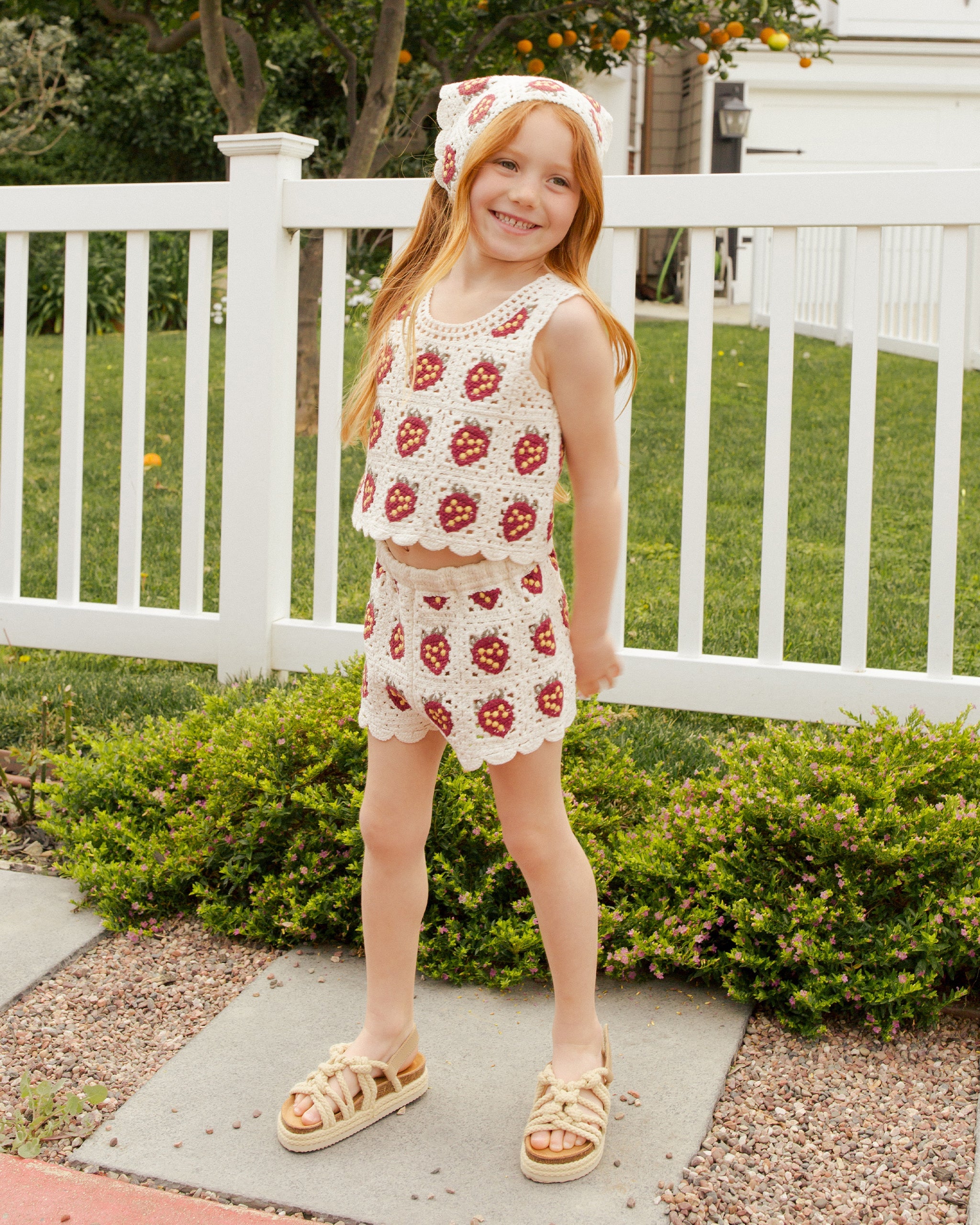 Crochet Tank Set || Strawberry - Rylee + Cru | Kids Clothes | Trendy Baby Clothes | Modern Infant Outfits |