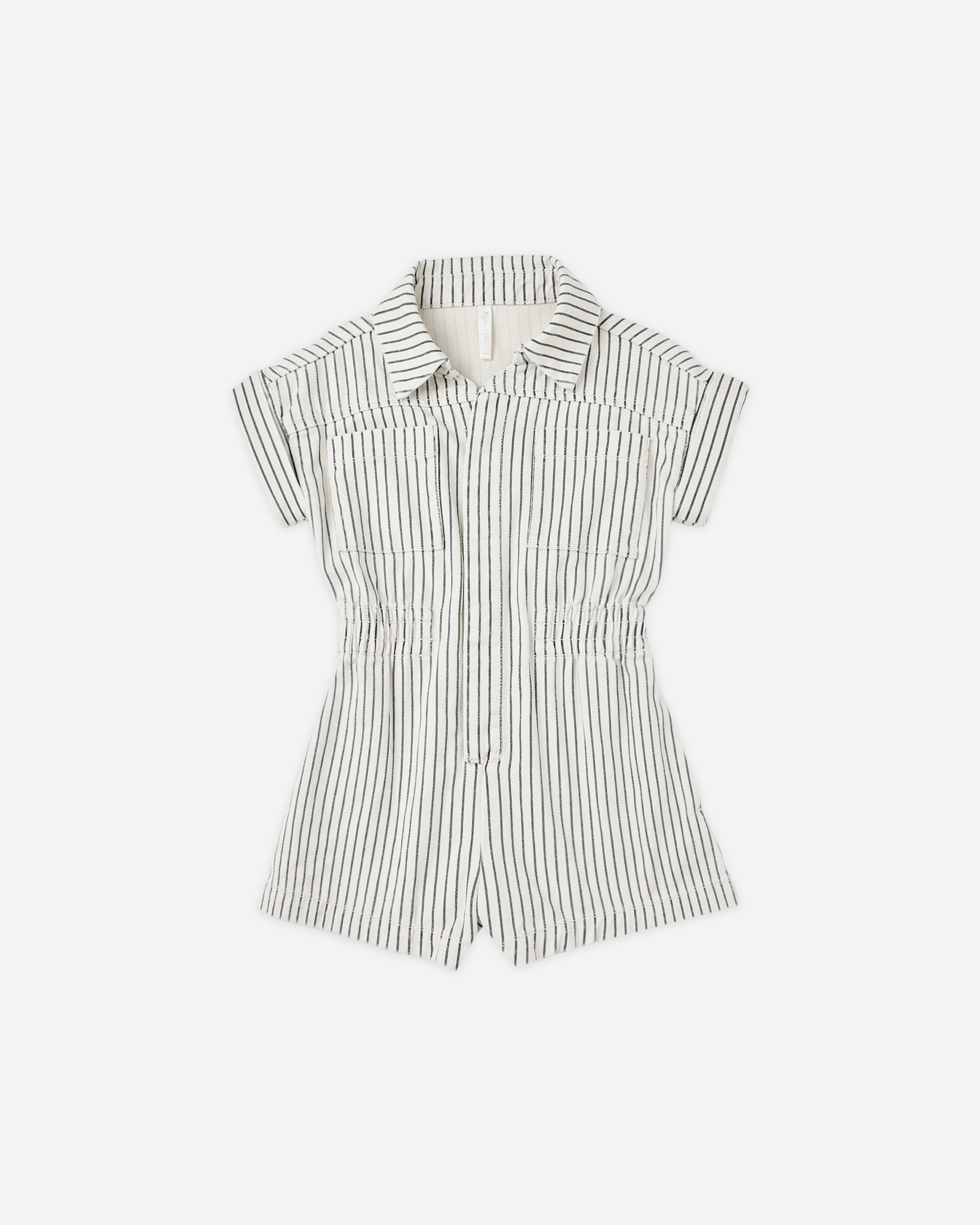 Utility Romper || Navy Pinstripe
