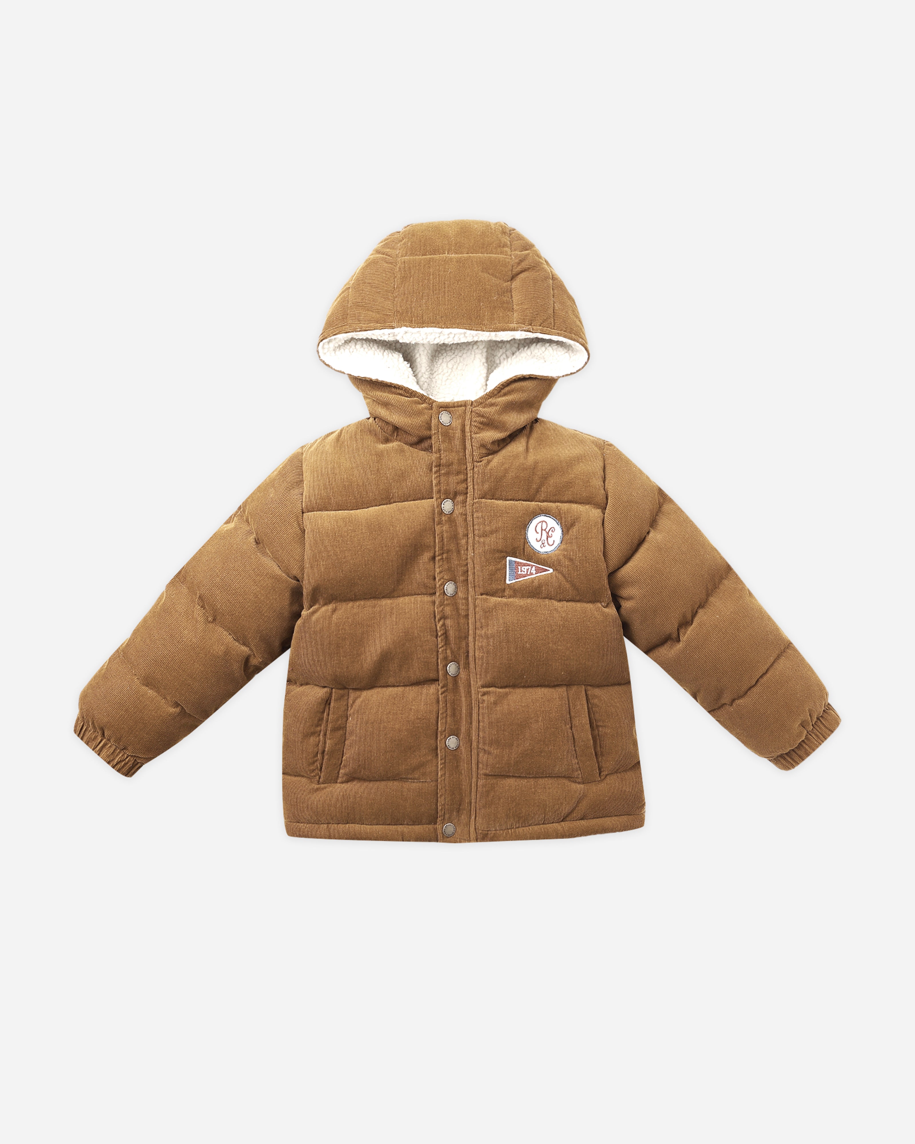 Cord Puffer Jacket || Golden