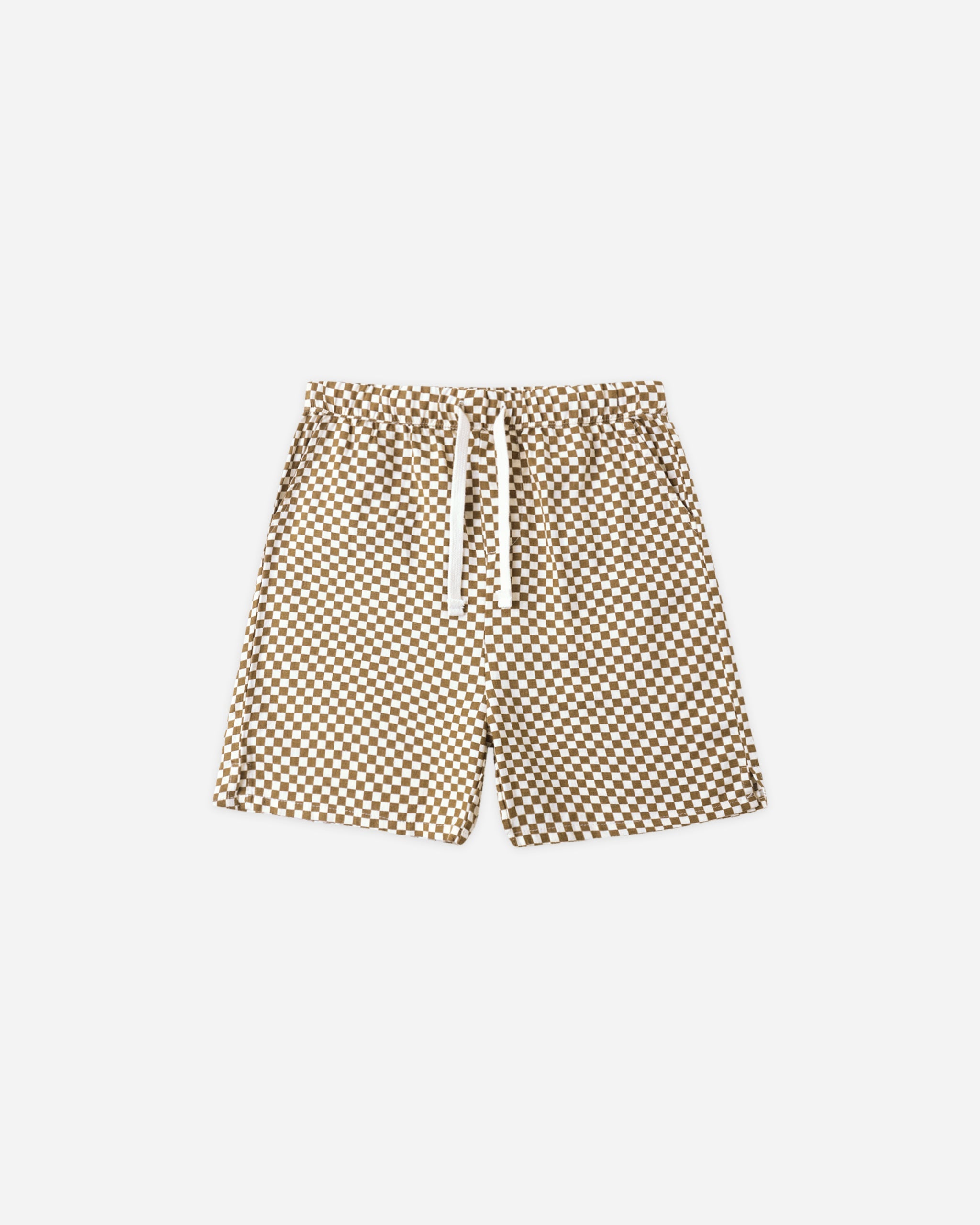 Perry Short Ocre Check - Rylee + Cru | Kids Clothes | Trendy Baby Clothes | Modern Infant Outfits |