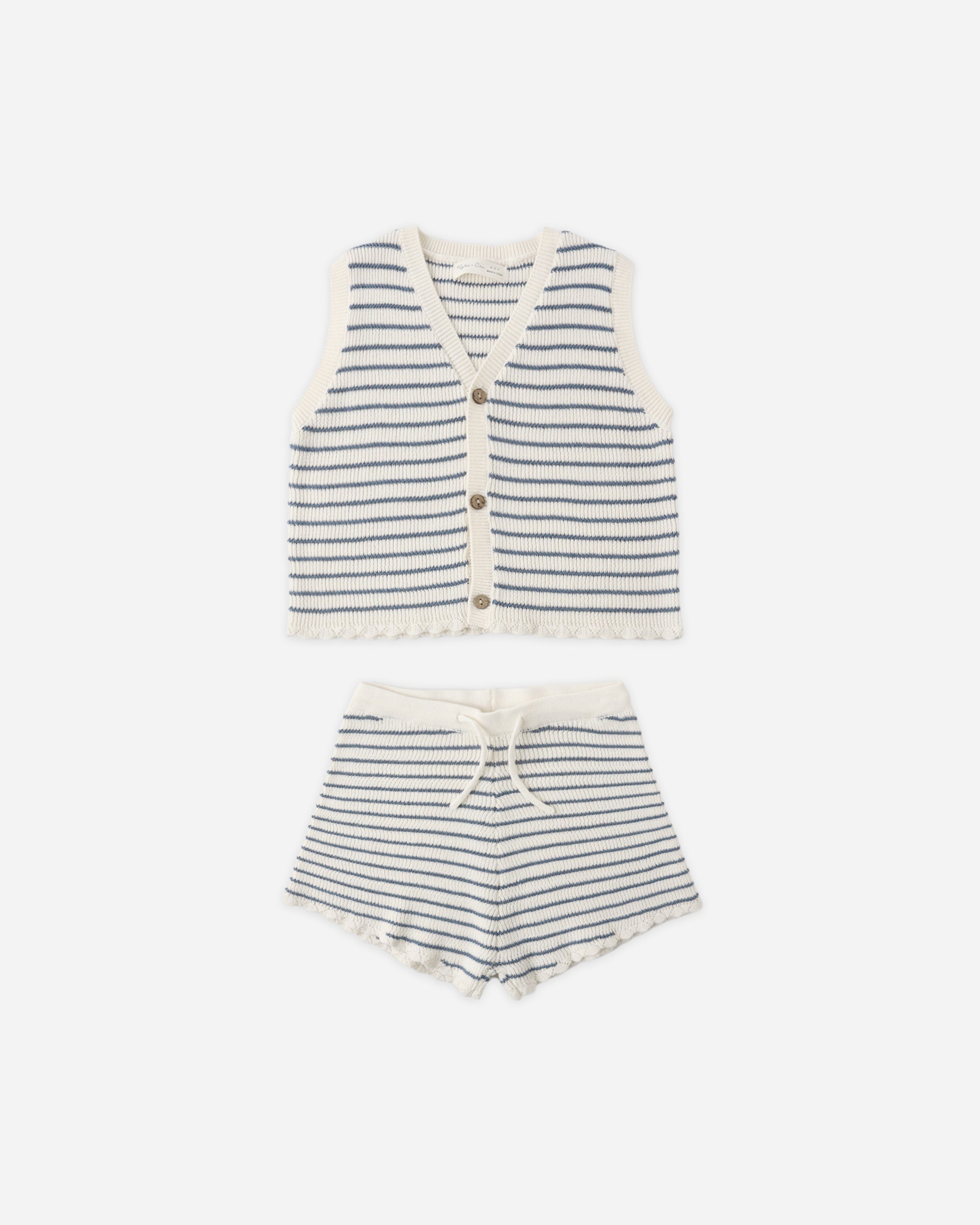 Knit Vest Set Marine Stripe