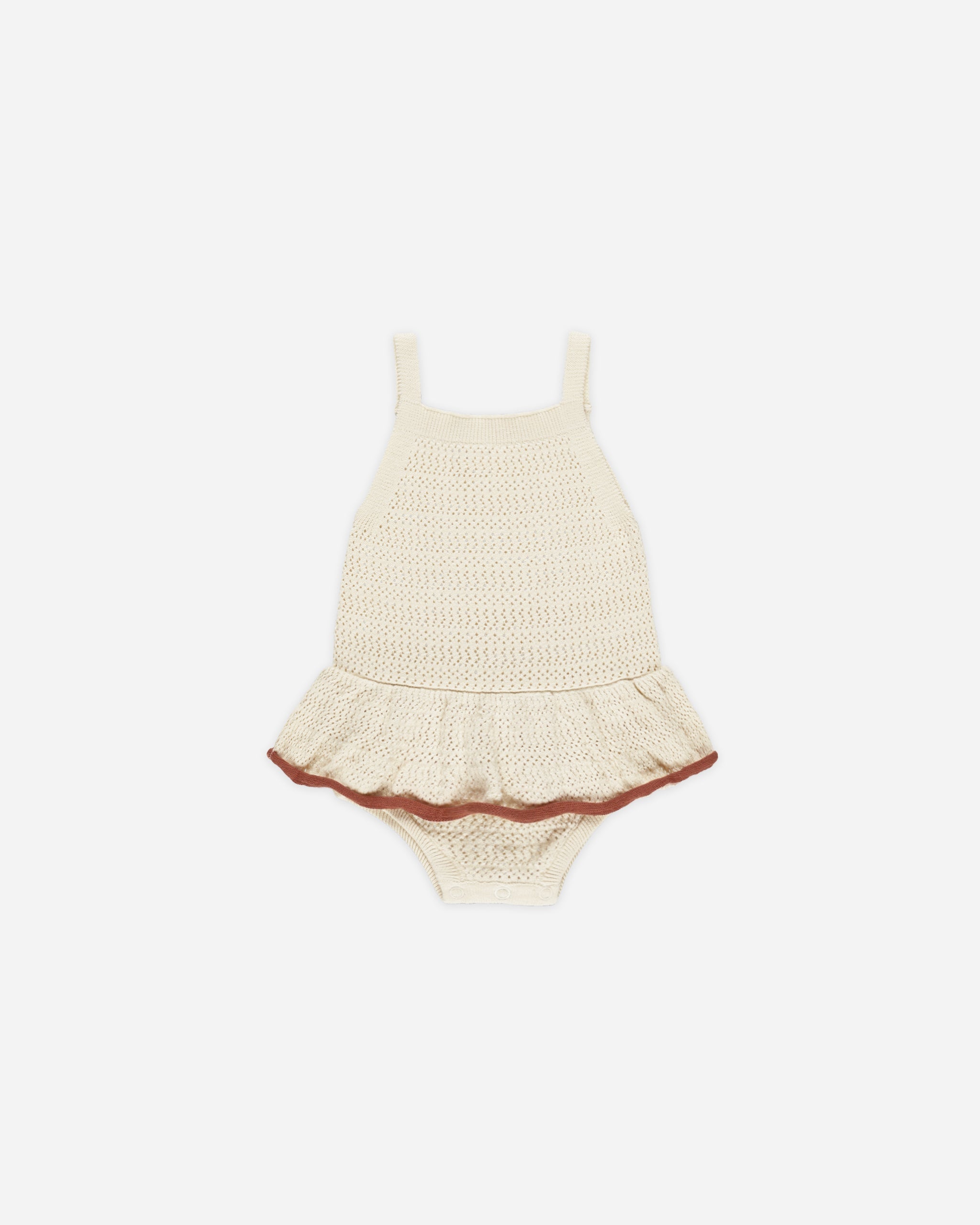 Crochet Ruffle Romper || Natural