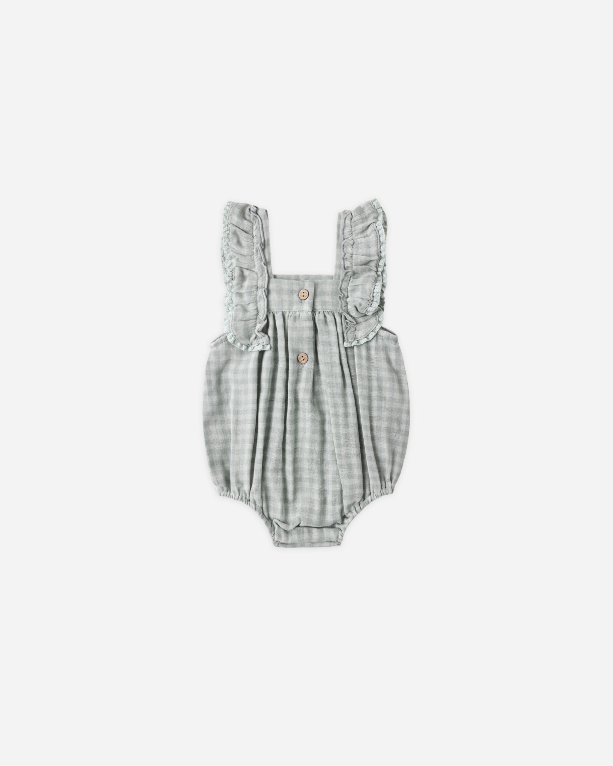 Maya Romper Green Gingham - Rylee + Cru | Kids Clothes | Trendy Baby Clothes | Modern Infant Outfits |