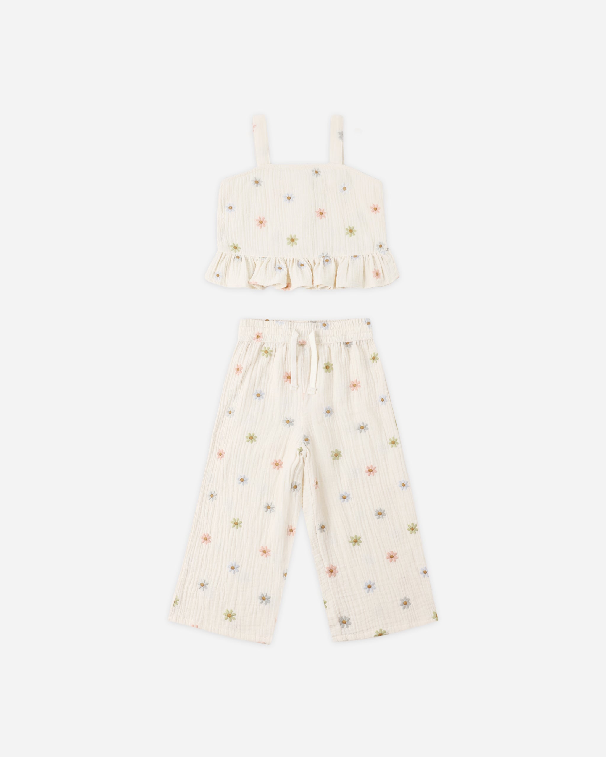 Kayli Set Embroidered Daisies - Rylee + Cru | Kids Clothes | Trendy Baby Clothes | Modern Infant Outfits |
