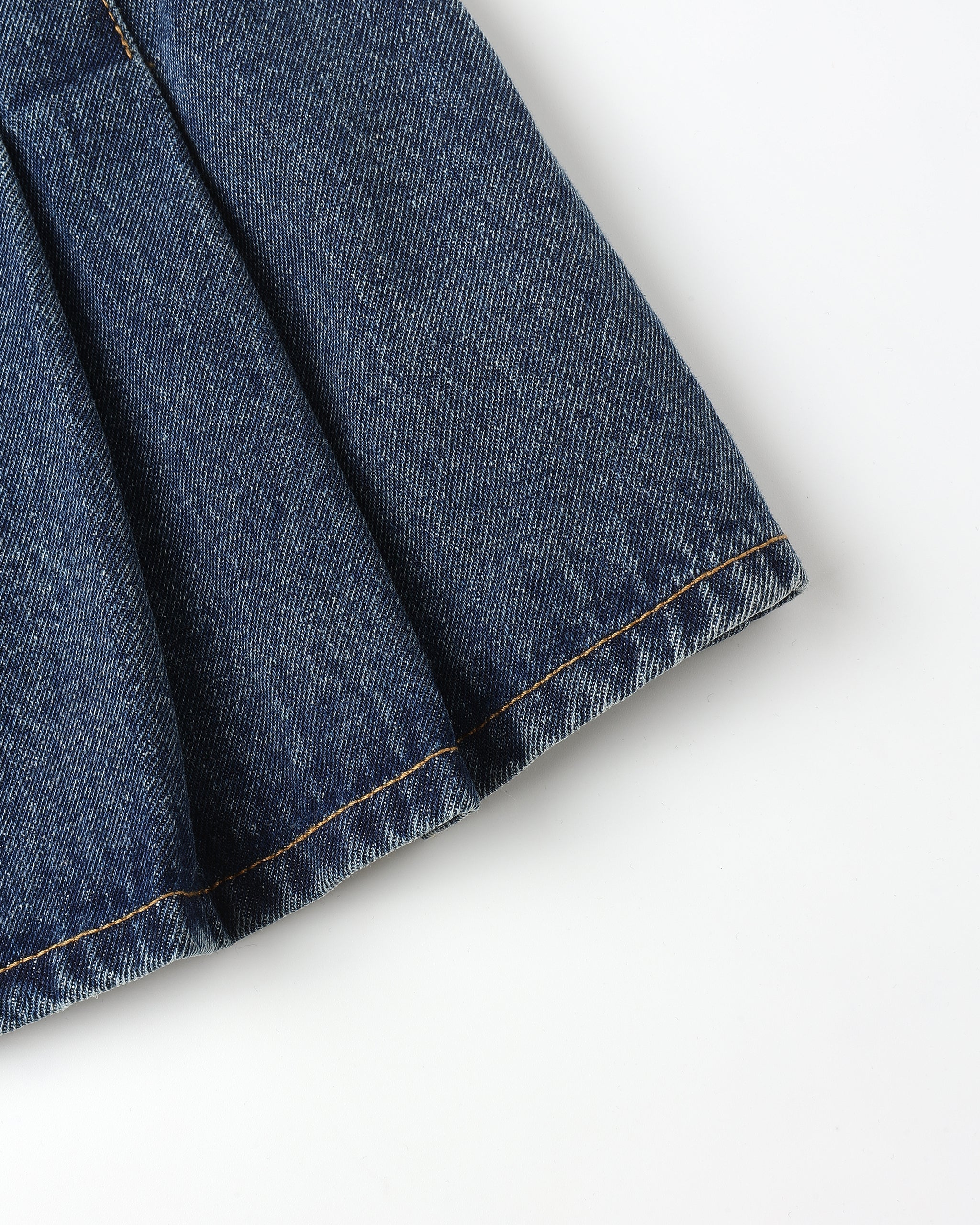 Jupe plissée en jean || Denim indigo