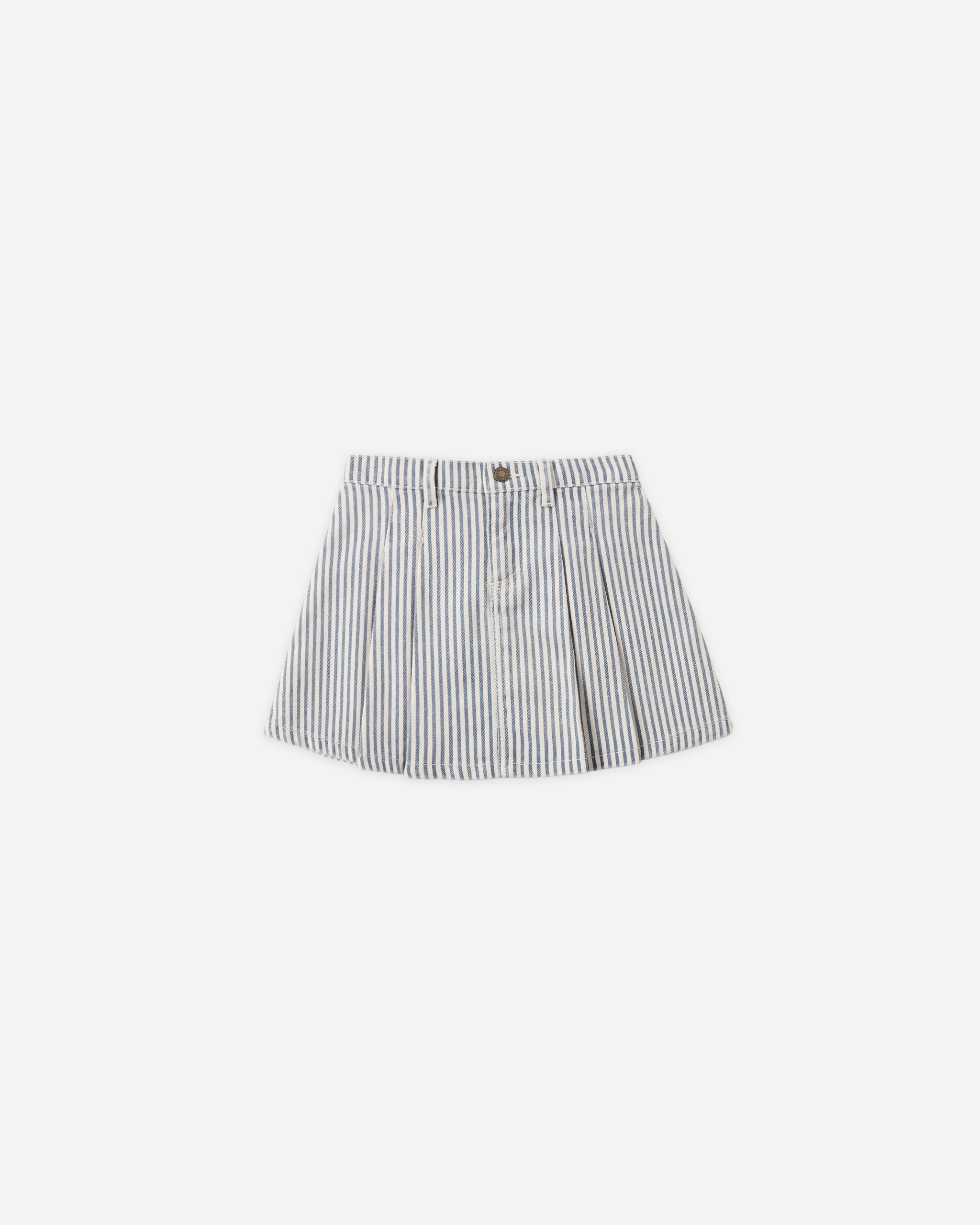 Pleated Denim Skirt Railroad Stripe