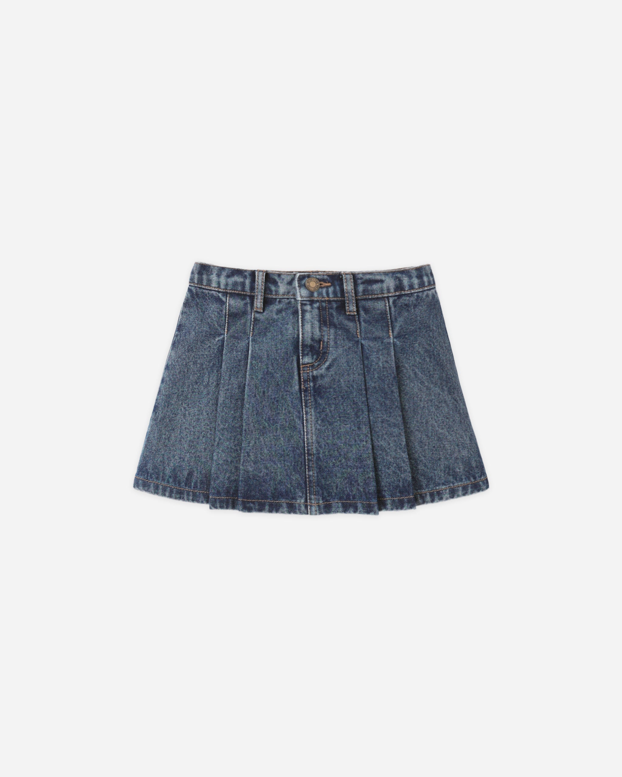 Jupe plissée en denim indigo