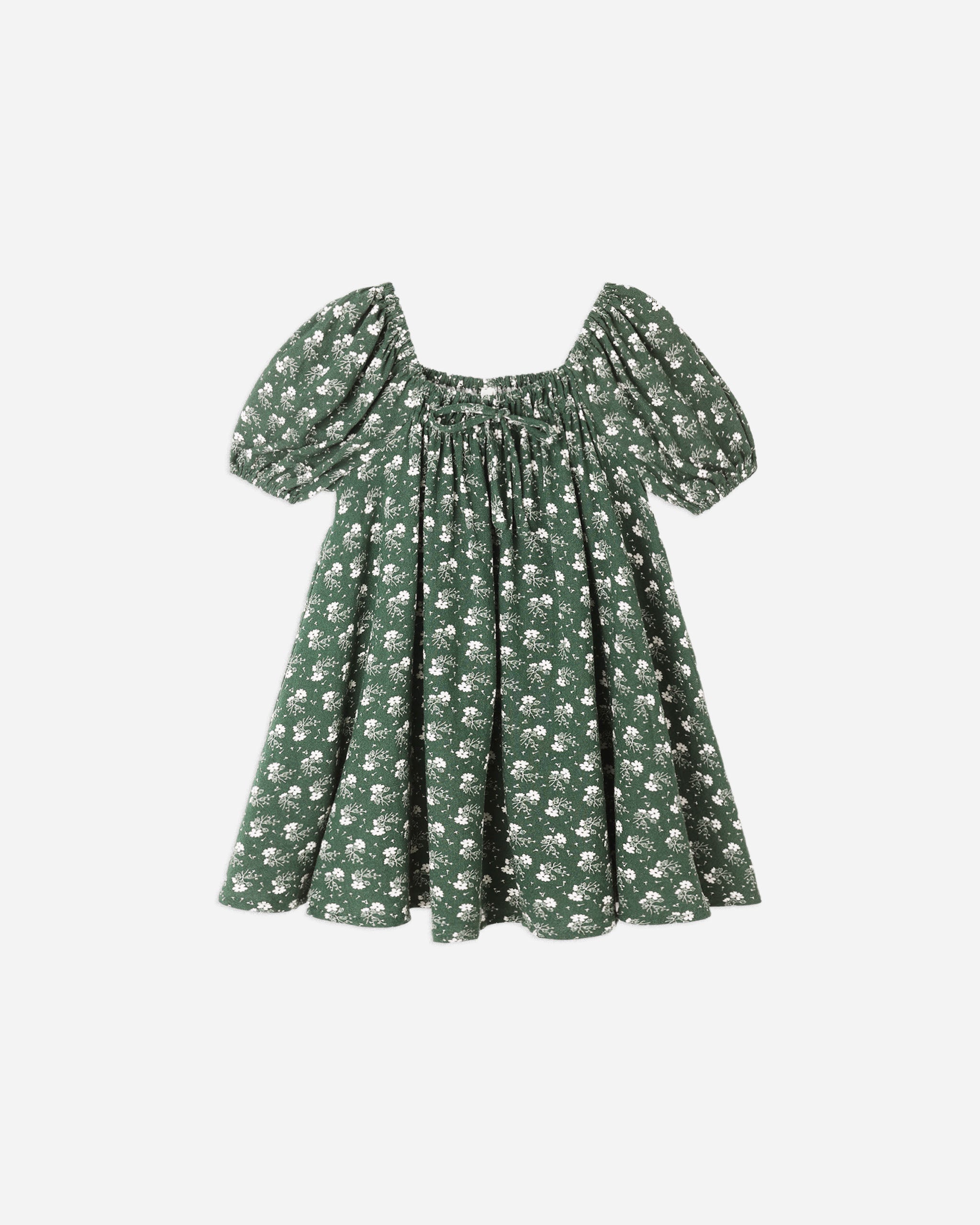 Mini-robe Sabrina || Motif fleuri vert