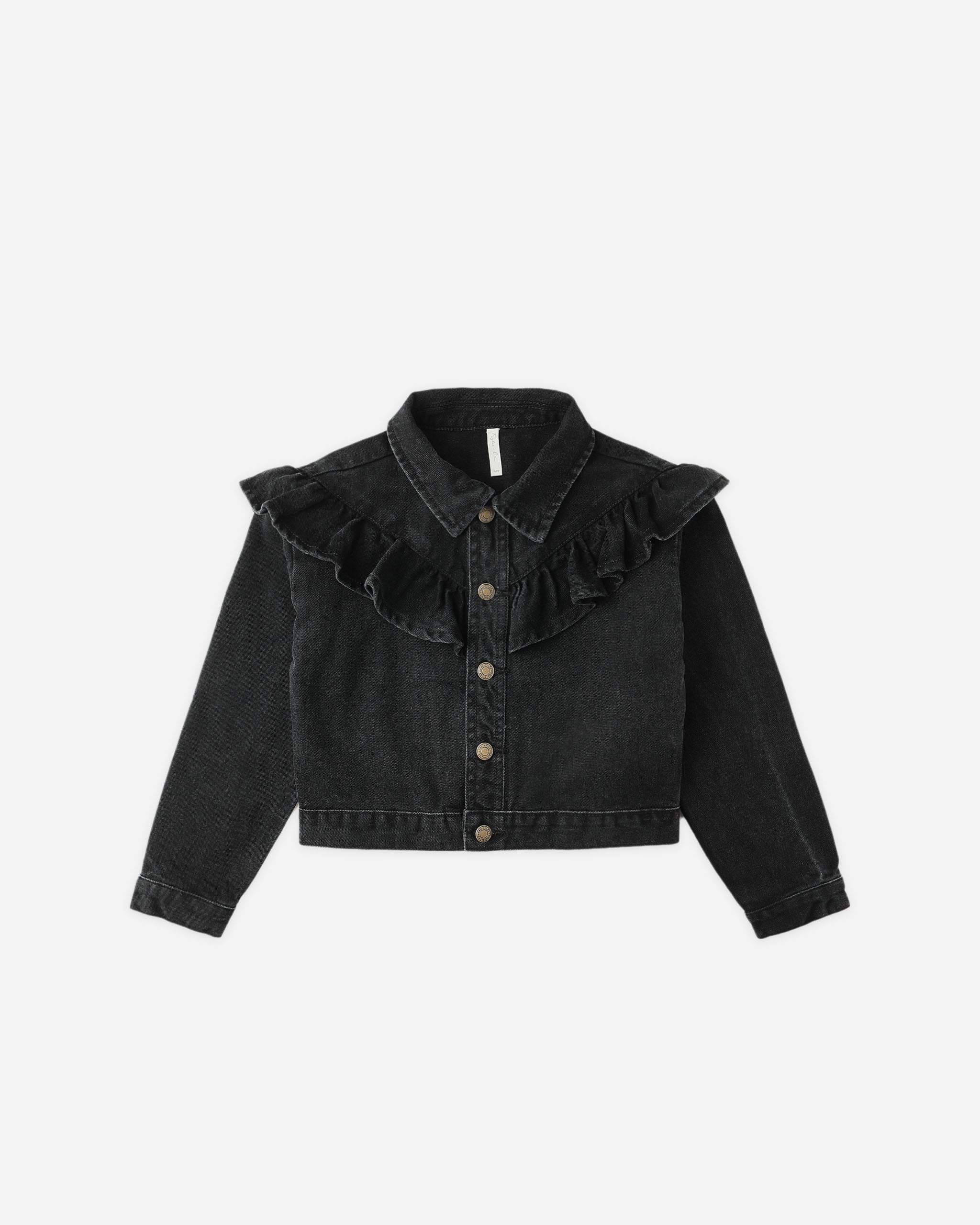 Veste en jean à volants || Noir délavé