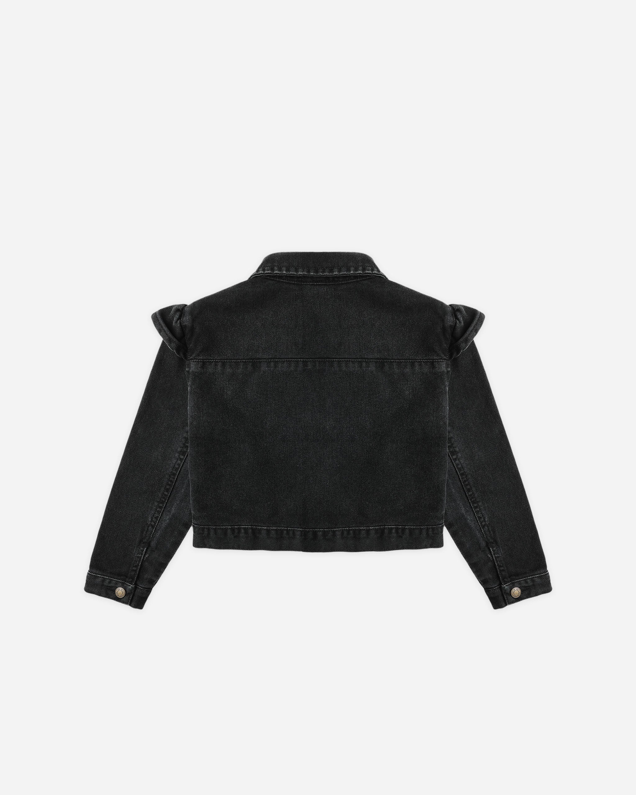 Veste en jean à volants || Noir délavé
