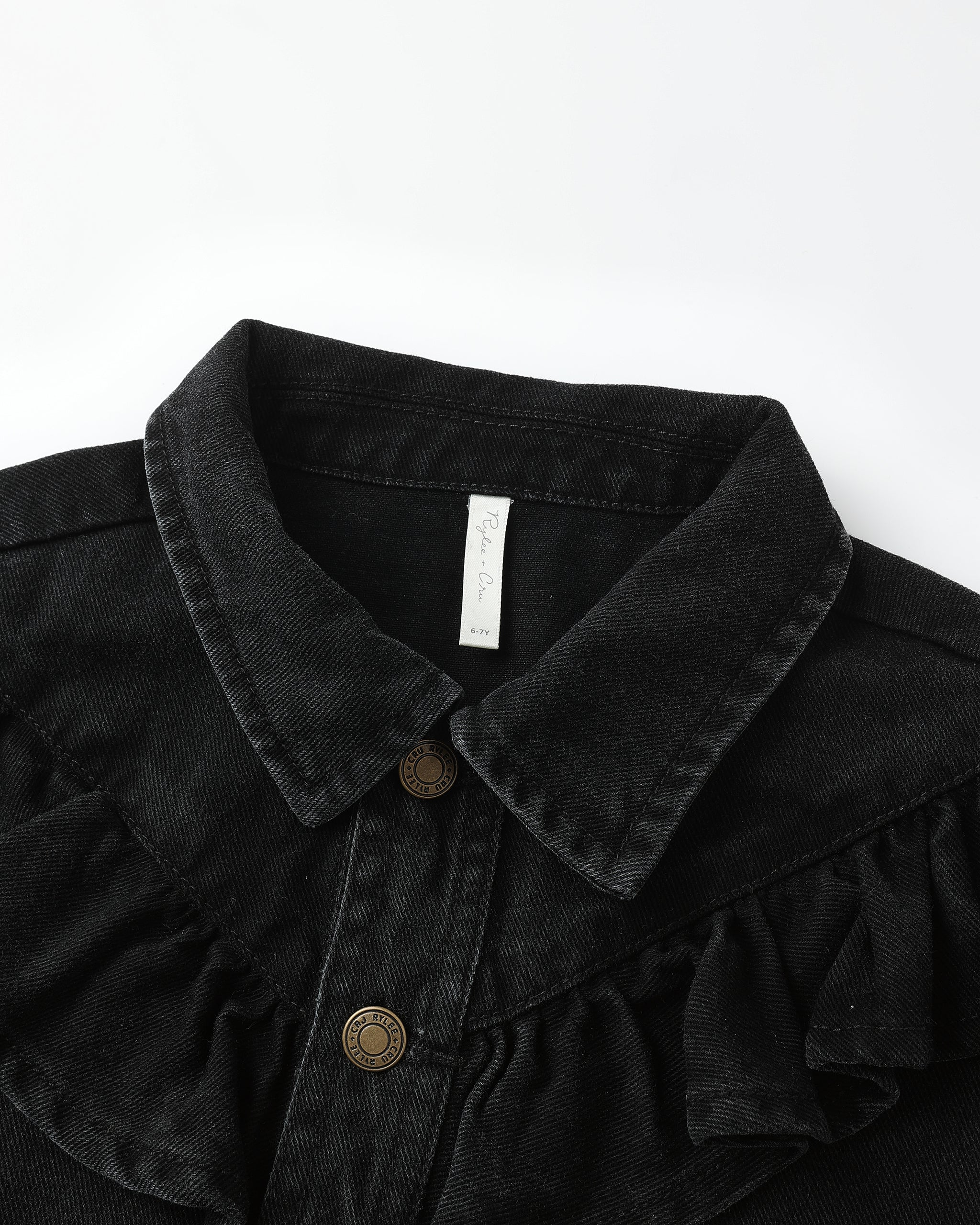 Veste en jean à volants || Noir délavé