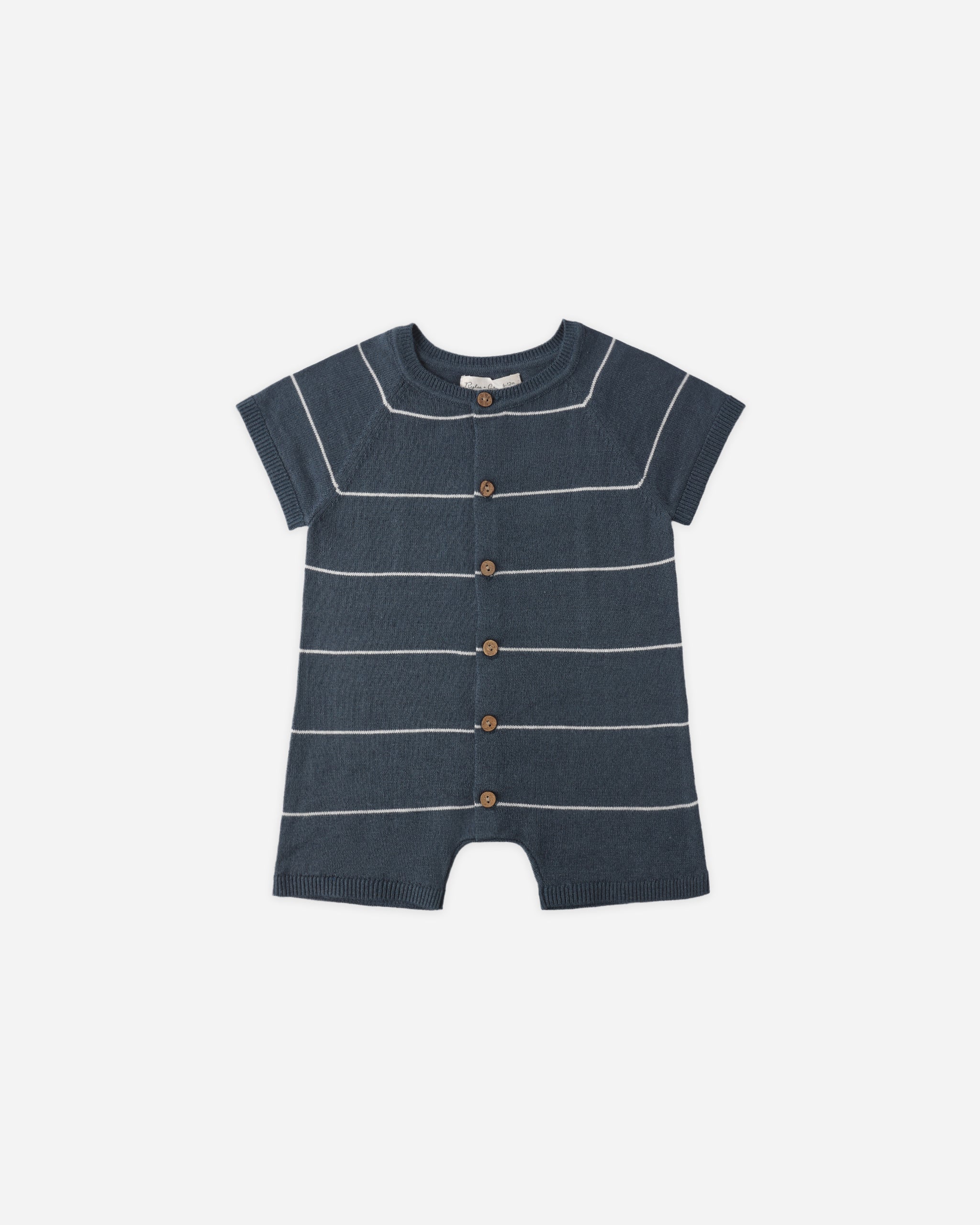 Liam Knit Romper Navy Stripe - Rylee + Cru | Kids Clothes | Trendy Baby Clothes | Modern Infant Outfits |