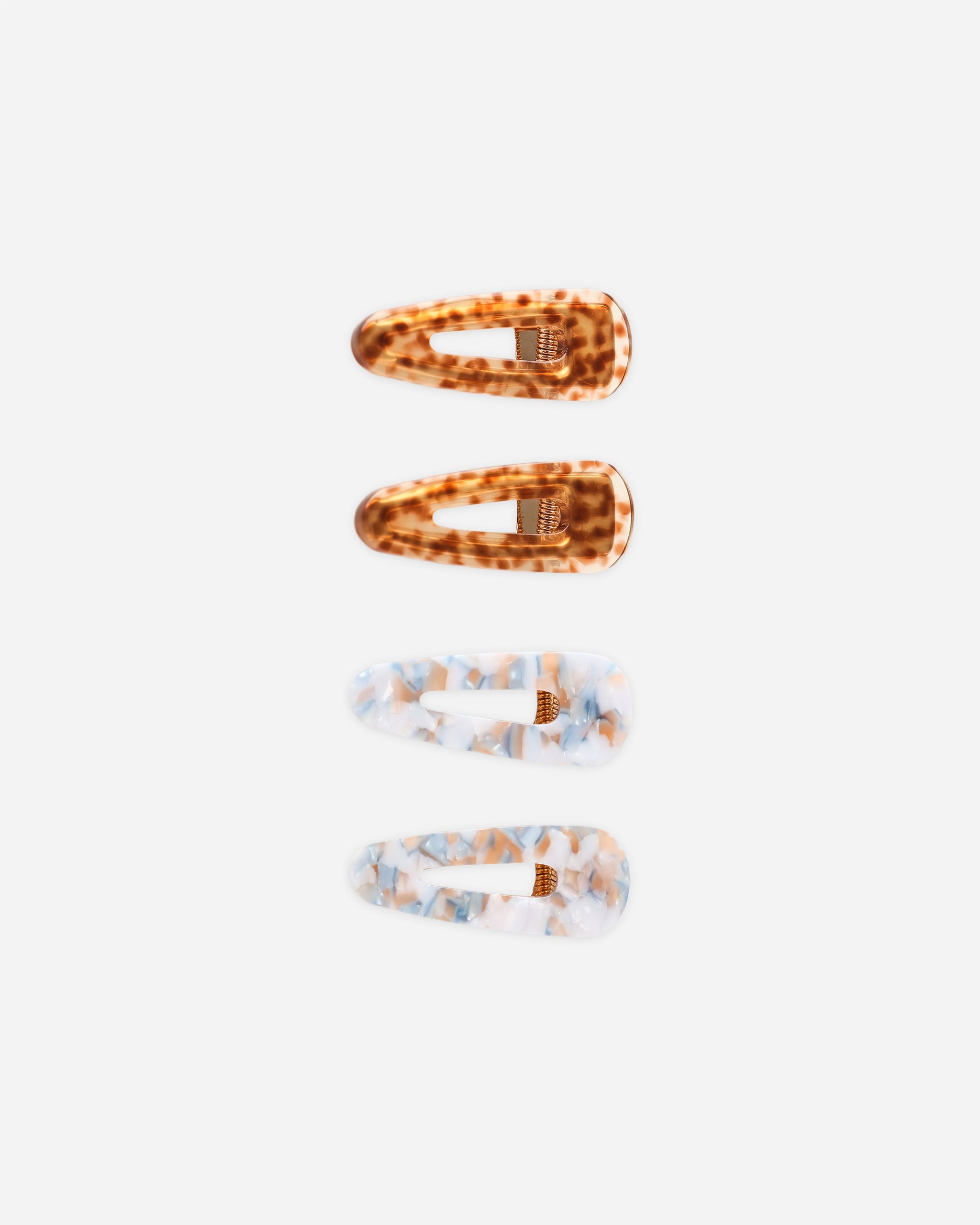 Pince à glissière, lot de 4 || Marron, écaille de tortue bleue